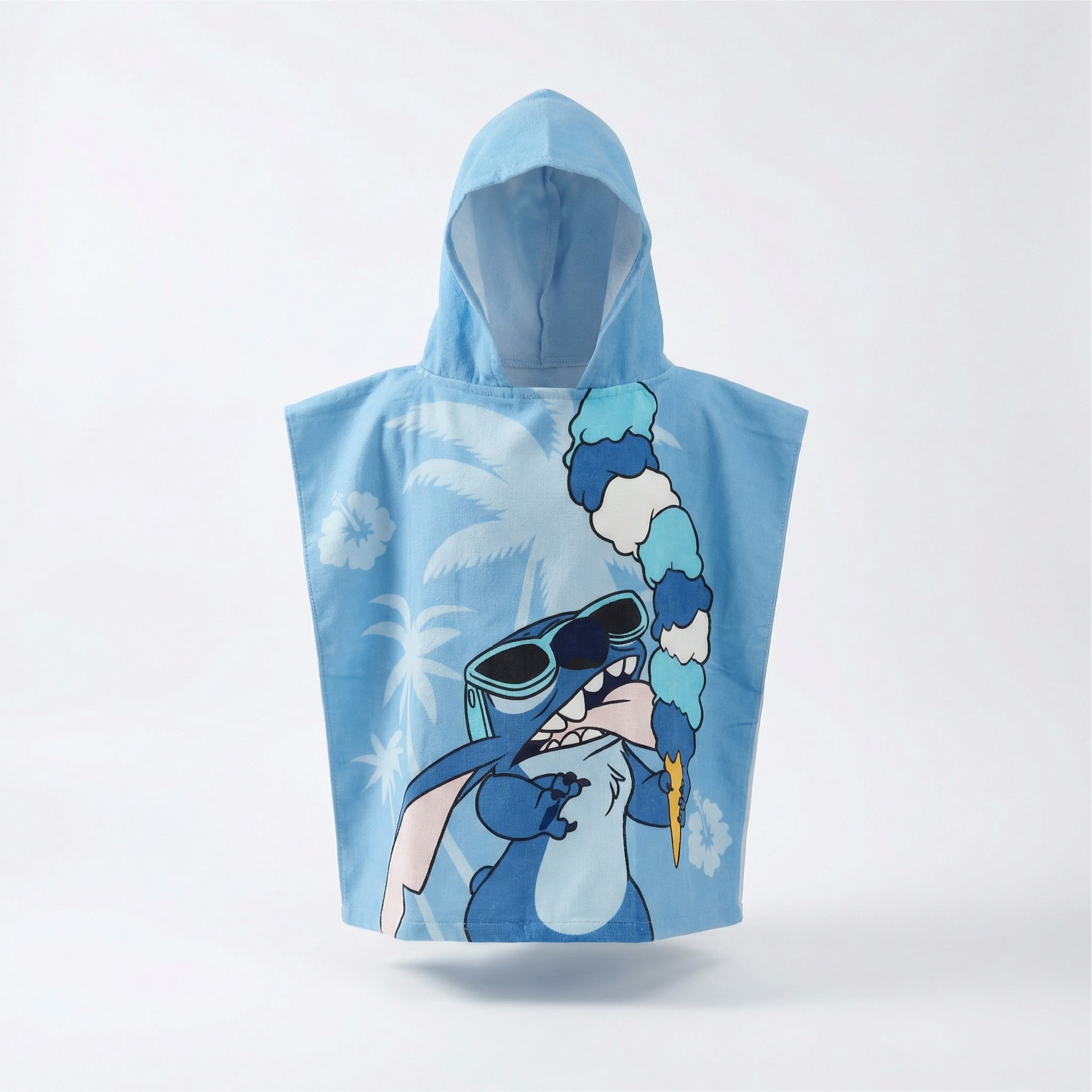 Disney Badeponcho Disney Lilo Stitch Kinder Mikrofaser Poncho Badeponcho 55x110 cm, 55 cm, Polyester, Kapuze, Pull-On