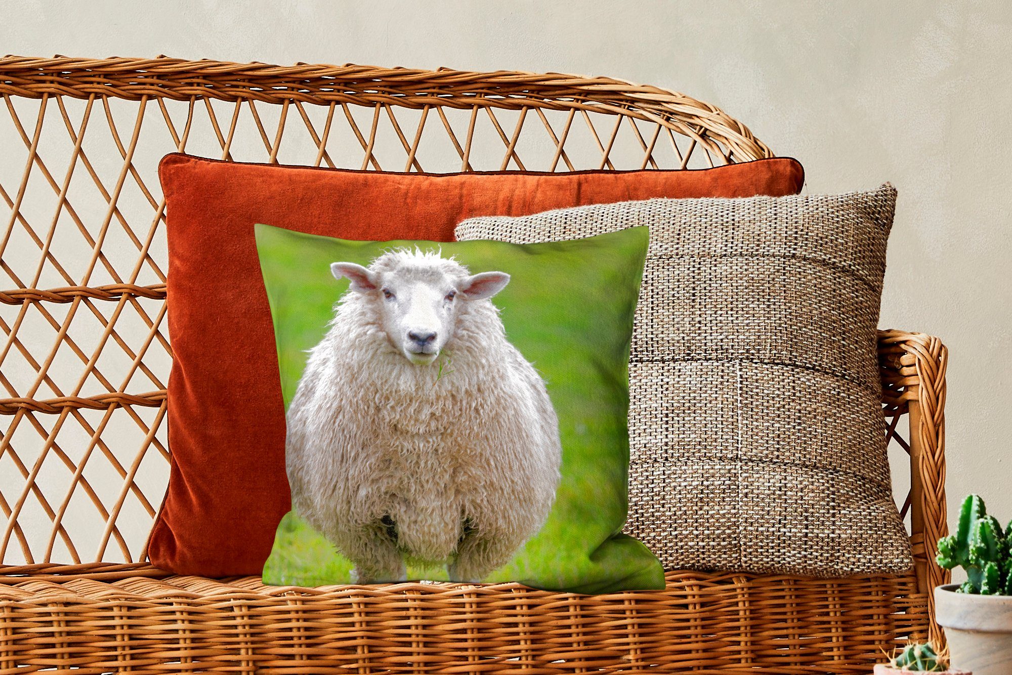 MuchoWow Dekokissen Schafe - mit Sofakissen Wohzimmer, Deko, Zierkissen - Gras Füllung Schlafzimmer, für Nutztier