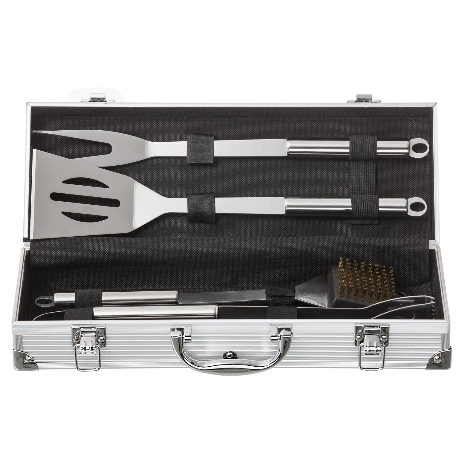 Goods+Gadgets Grillbesteck-Set GOODS+GADGETS Profi Edelstahl BBQ Satz- 5-teiliges Grillset, (5 tlg), BBQ Besteck Grillkoffer Zubehör