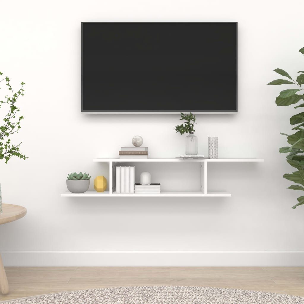 furnicato Wandregal TV-Weiß 125x18x23 cm Holzwerkstoff, günstig online kaufen