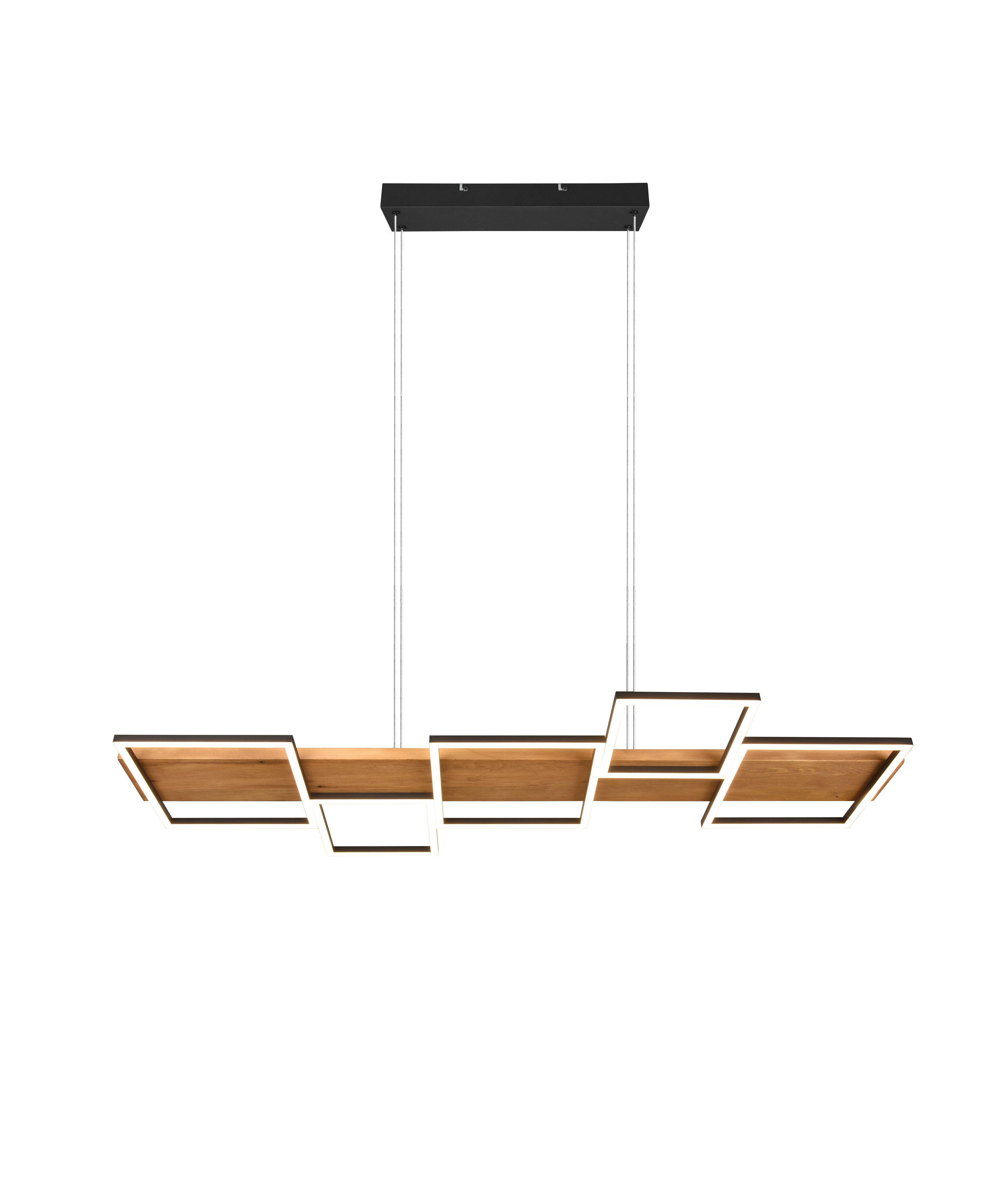 lightling LED Pendelleuchte Alan, LED fest integriert, warmweiß, moderne Pendellampe mit Holzelementen, Switch Dimmer