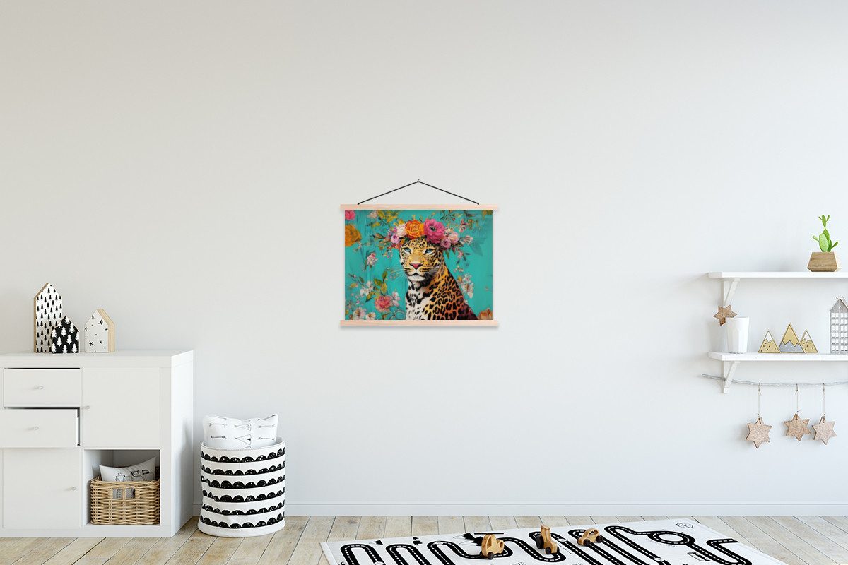 MuchoWow Poster Leopard - Blumen - günstig online kaufen
