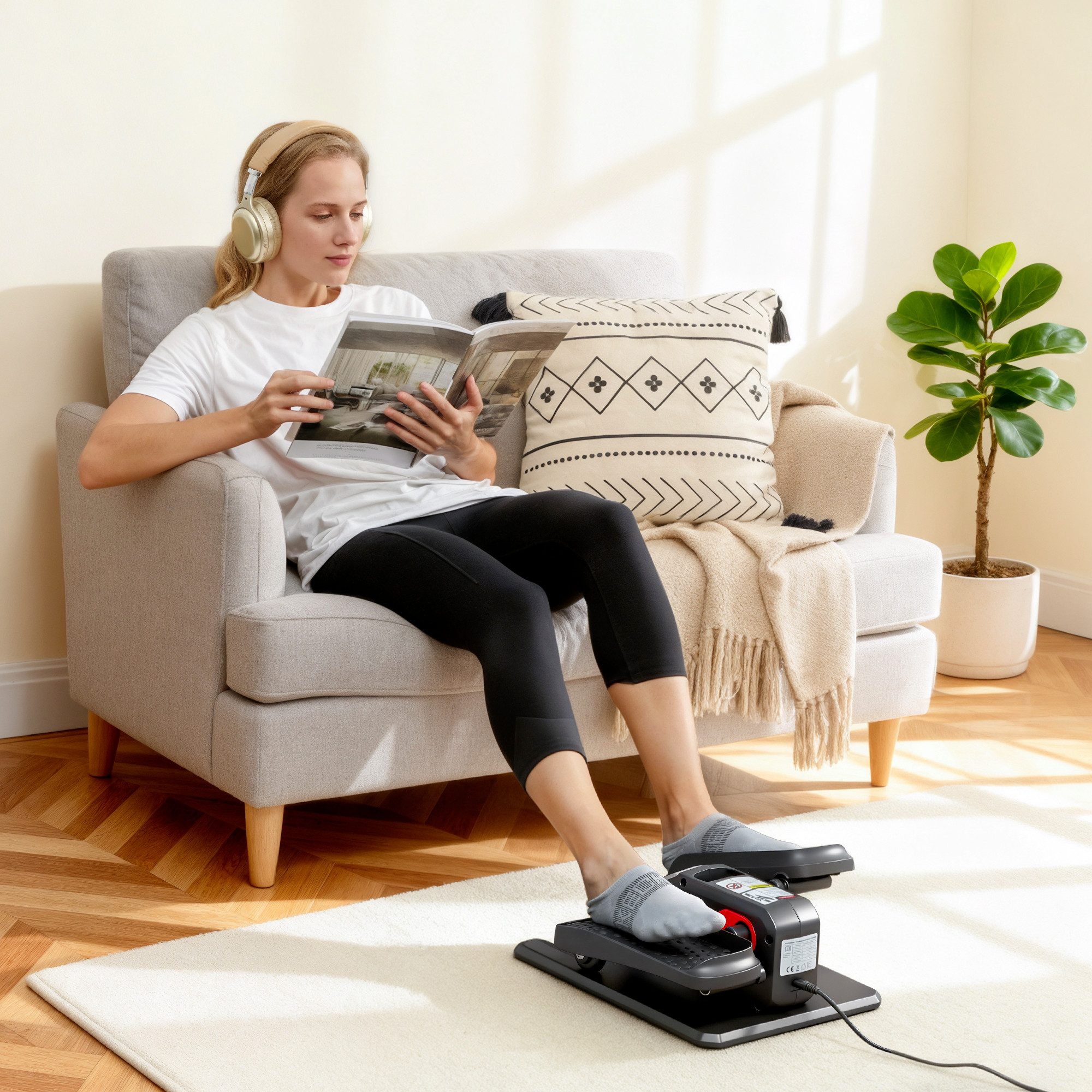 SPORTNOW Ellipsentrainer mit Fernbedienung, LED-Display, 12 Geschwindigkeiten (Leise Tragbar Pedaltrainer, 1-tlg., Untertisch Elektrischer Тренажеры), für Senioren Büro