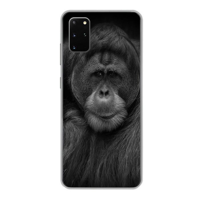MuchoWow Handyhülle Orang-Utan-Profil in Schwarz und Weiß Phone Case Handyhülle Samsung Galaxy S20 Plus Silikon Schutzhülle
