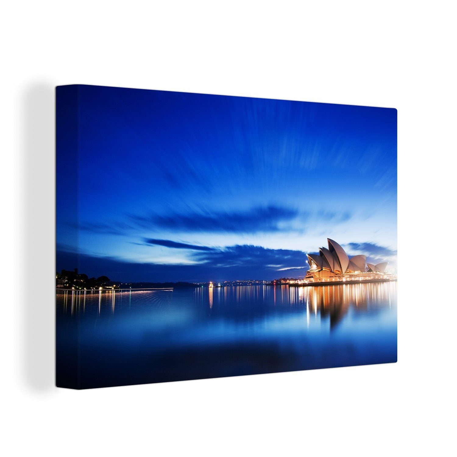 OneMillionCanvasses® Leinwandbild Blauer Himmel über dem Opernhaus von Sydney in Australien, (1 St), Wandbild Leinwandbilder, Aufhängefertig, Wanddeko, 30x20 cm