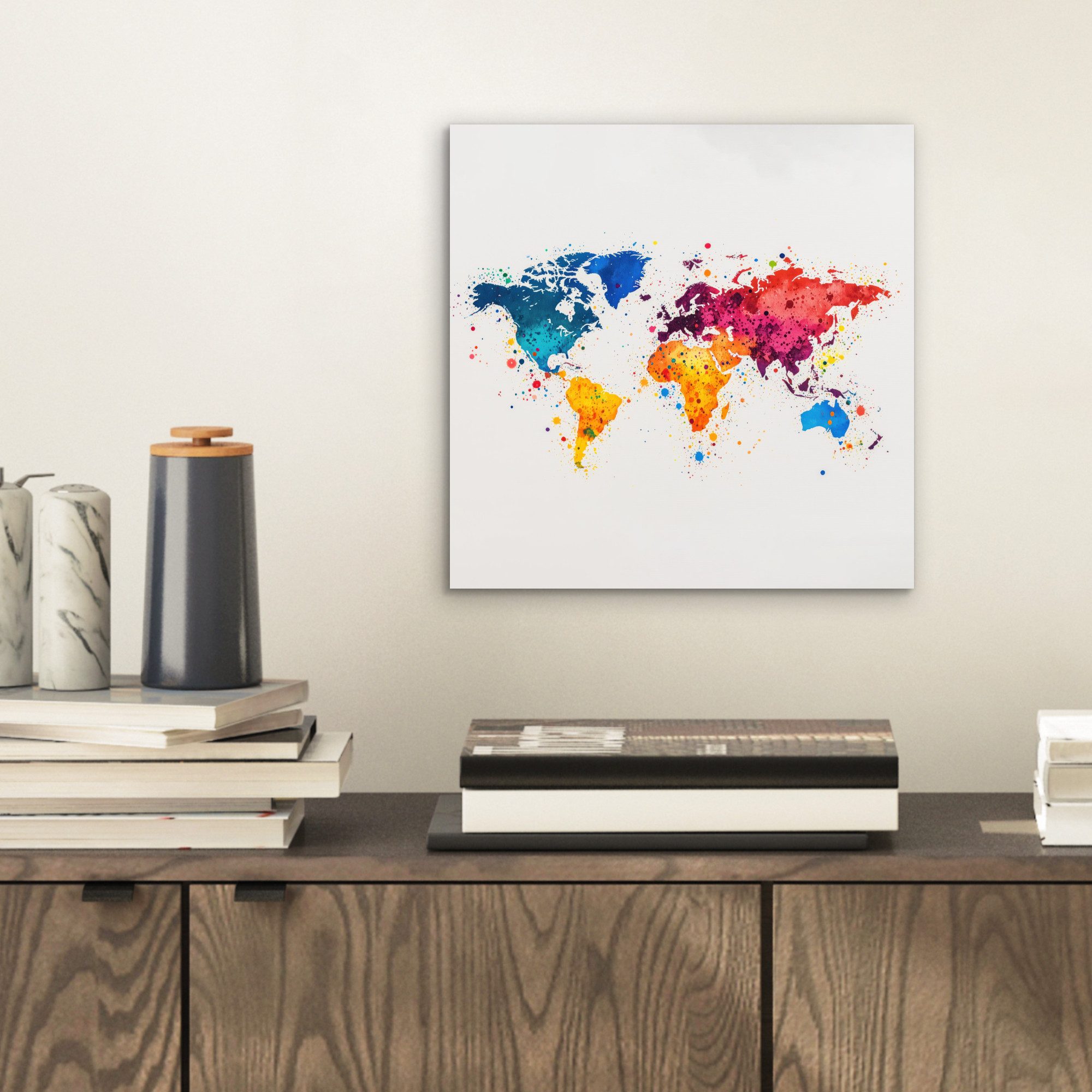 MuchoWow Metallbild Weltkarte - Graffiti - günstig online kaufen