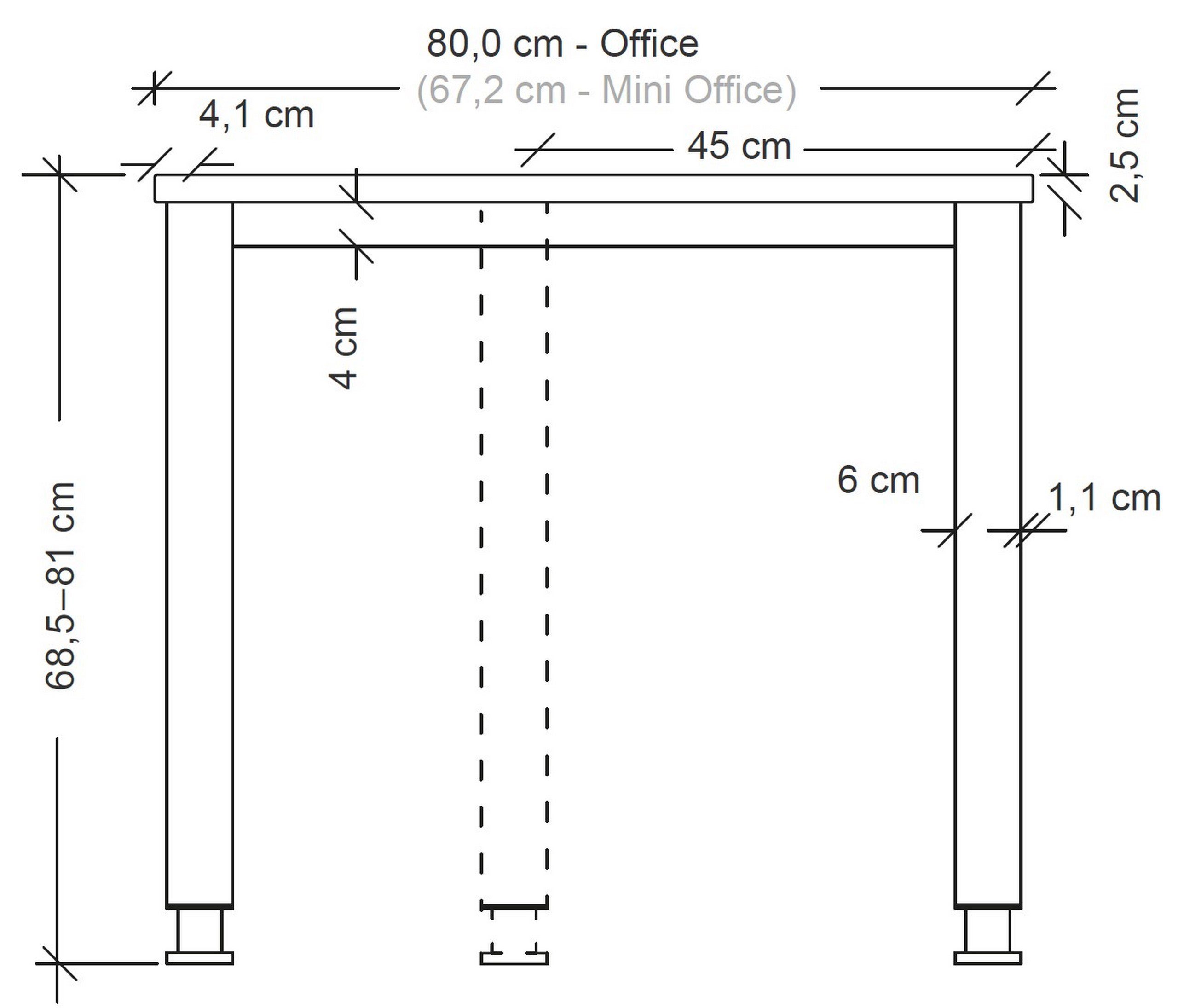 bümö Schreibtisch Schreibtisch Serie-Q cm 67,2 x - Dekor: Rechteck: 140 Asteiche (Mini)