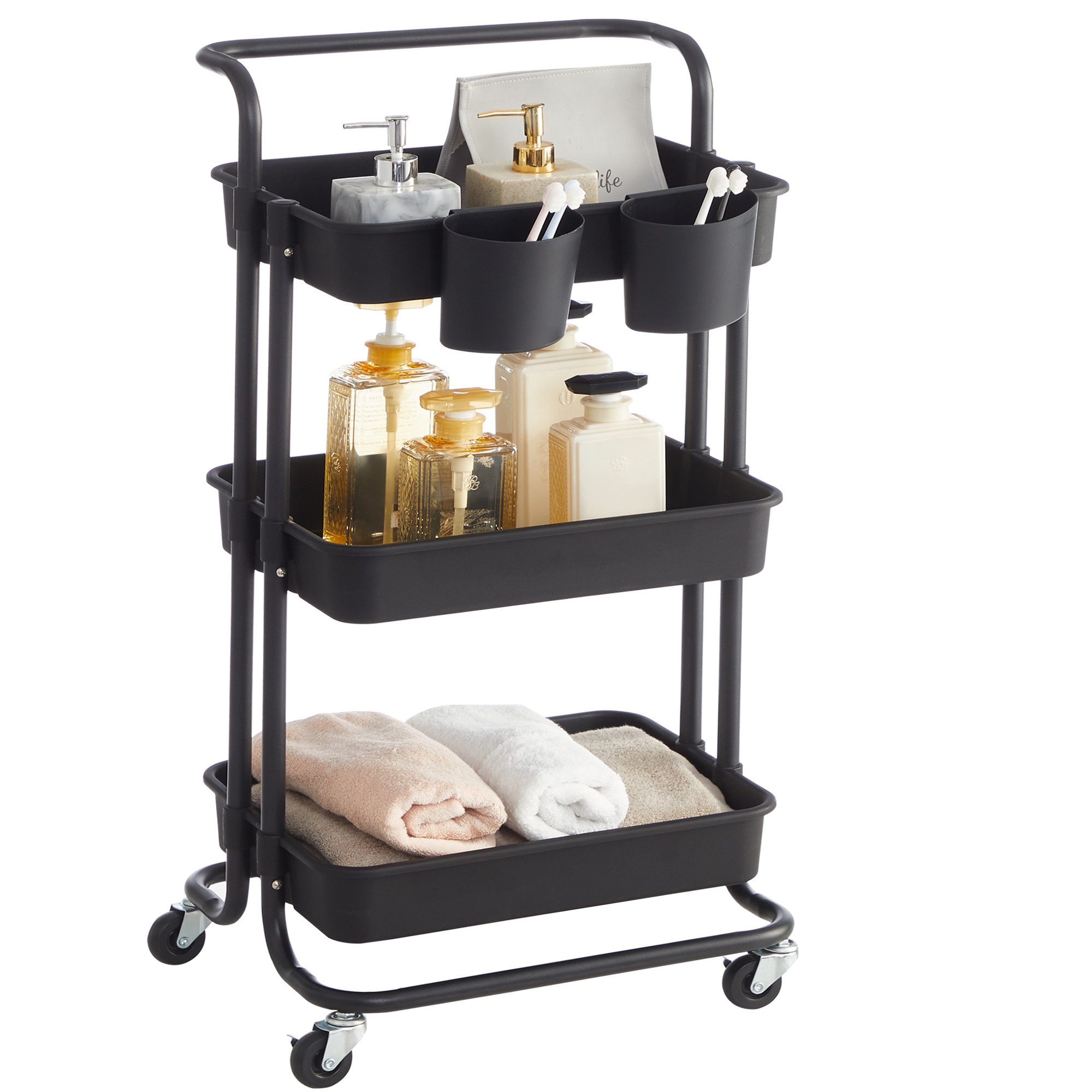 SONGMICS Beistellwagen, Servierwagen, Ablagefächer aus Kunststoff günstig online kaufen