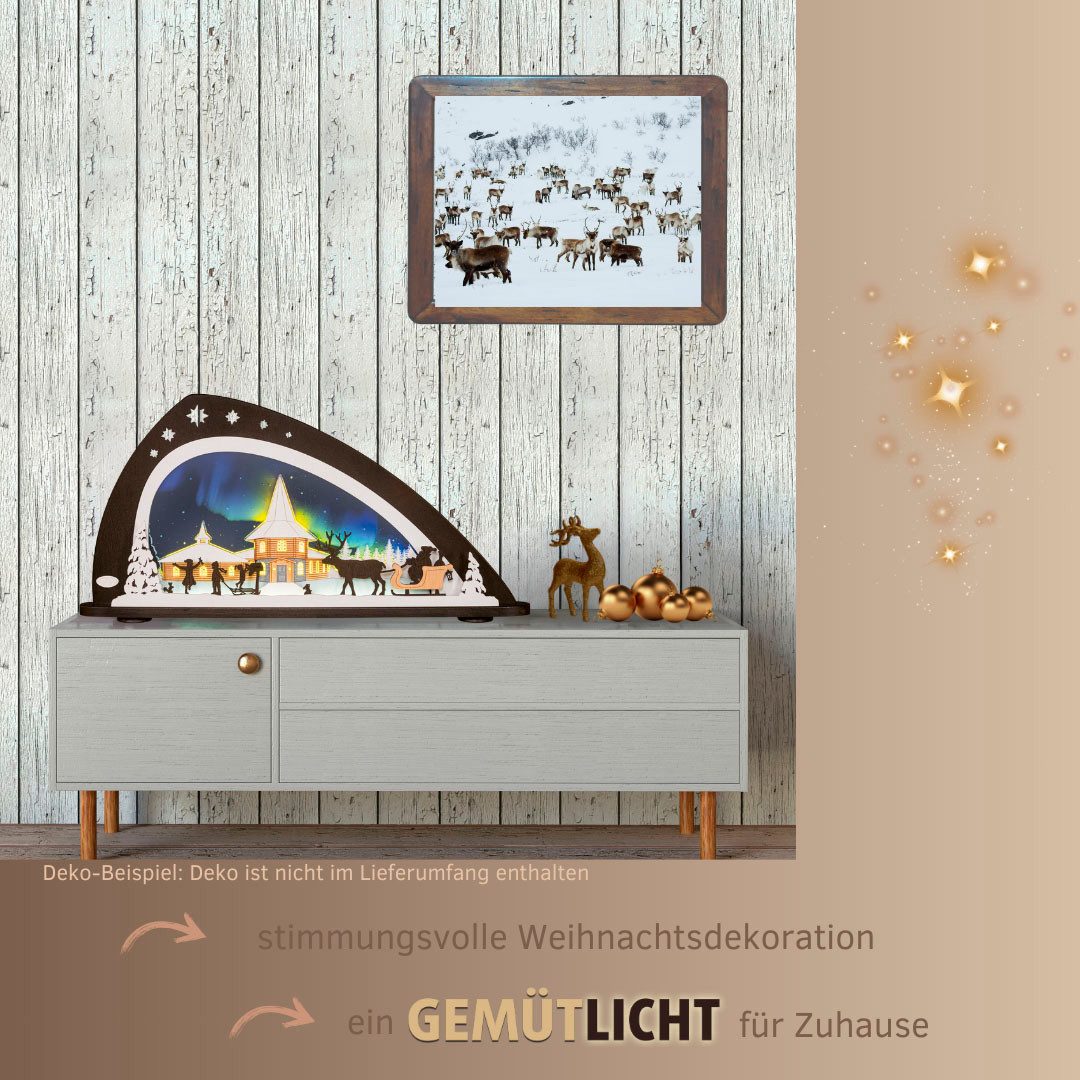 Weigla LED Schwibbogen Weihnachten Polarlicht, Lichterbogen aus Holz & Acryl, Made in Germany (1-tlg), Erzgebirge garantiert, Weihnachtsdeko Innen, Weihnachtsbeleuchtung