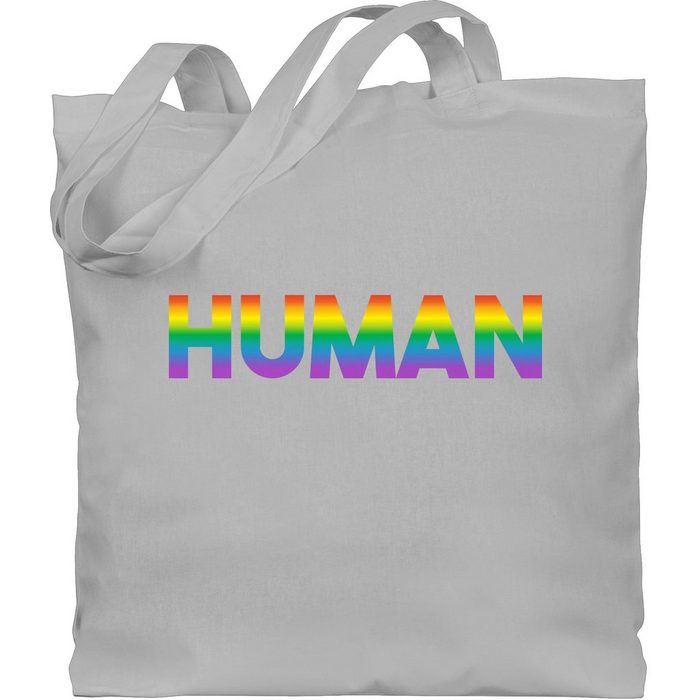 Shirtracer Umhängetasche Human - Regenbogen - Schriftzug LGBT Kleidung