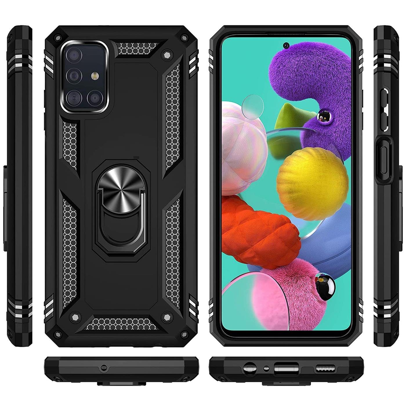 CoolGadget Handyhülle Armor Shield Case für Samsung Galaxy A51 6,5 Zoll, Outdoor Cover mit Magnet Ringhalterung Handy Hülle für Samsung A51