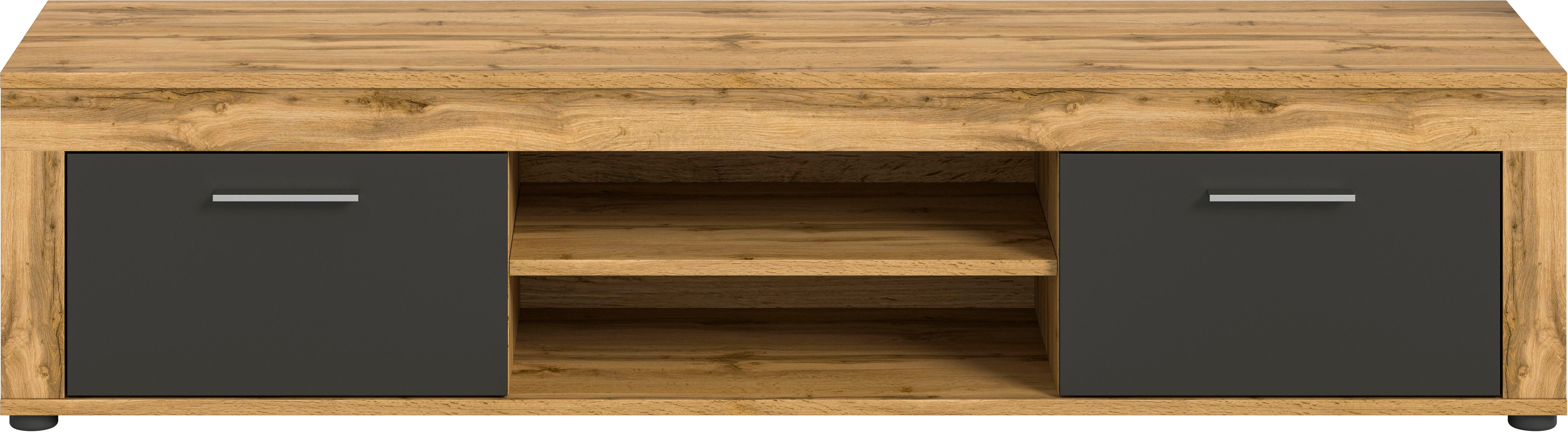 Home affaire Lowboard AOSTA, TOPSELLER!, Breite 160 cm, 2 Klappen, 2 offene Fächer (in verschiedenen Farbausführungen, individuell kombinierbar), TV-Board, Mediaboard, TV-Möbel, TV-Lowboard, Fernsehschrank, Sideboard