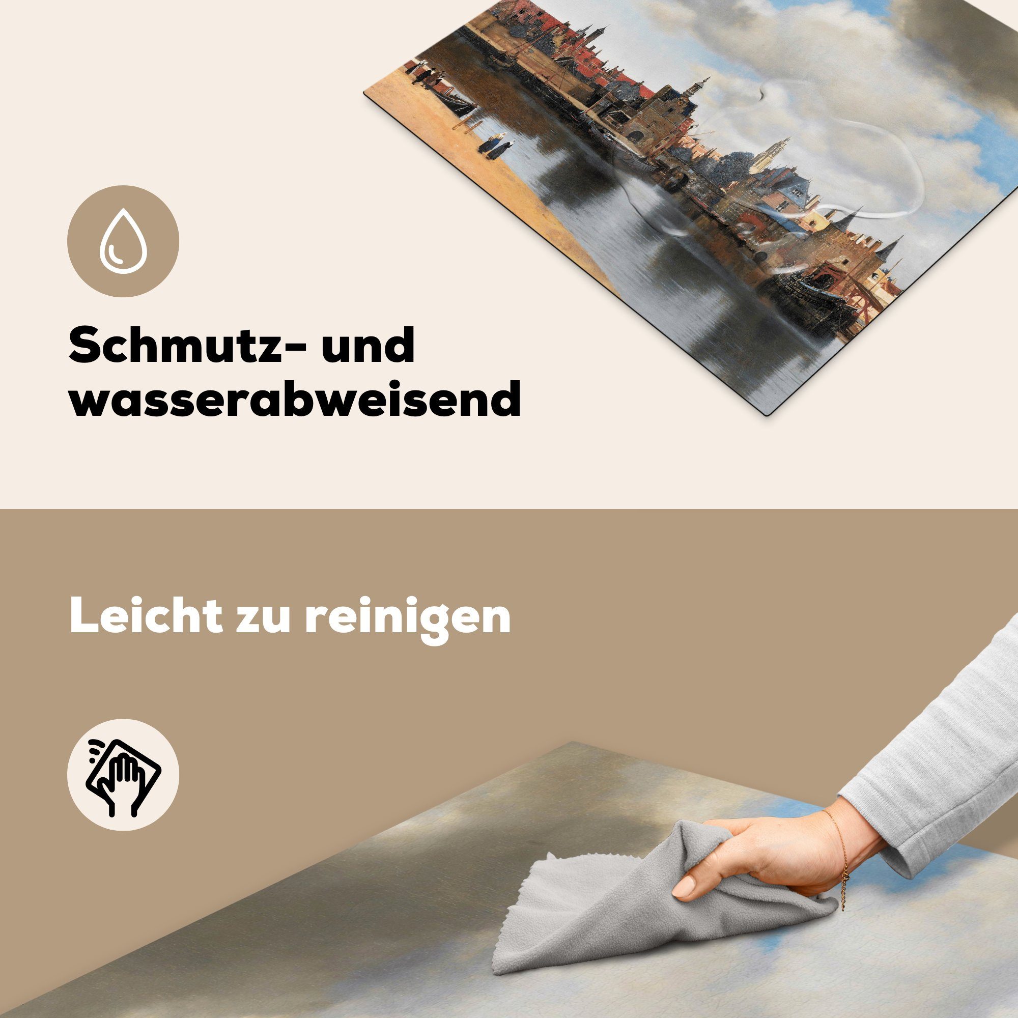 Vermeer Alte Induktionskochfeld, tlg), Ceranfeldabdeckung 57x51 Stadt (1 cm, - - Induktionsschutz, Vinyl, Herdblende-/Abdeckplatte MuchoWow - Kunst, Meister