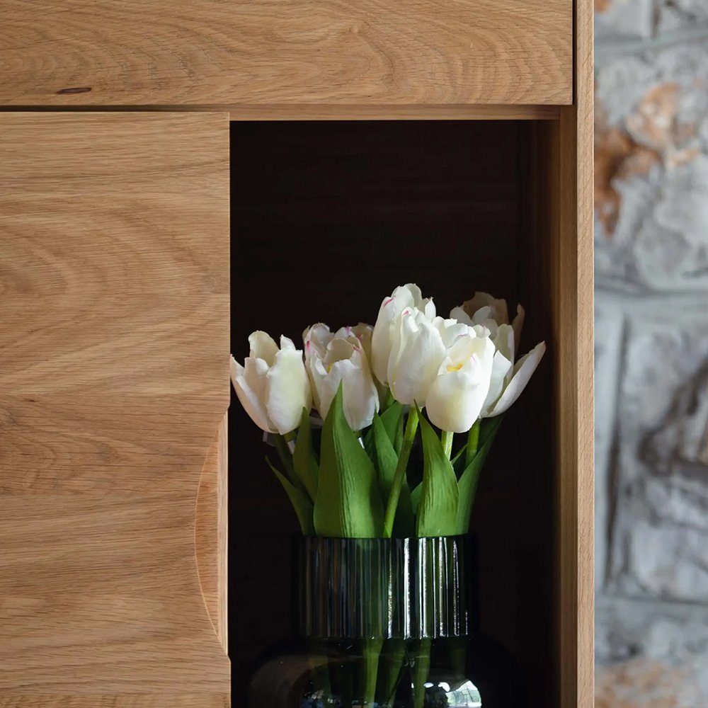 Mobello Regal Massives Eichenholz Standregal, Multifunktionales Büroregal & Aufbewahrungsregal, 74x40x132 cm