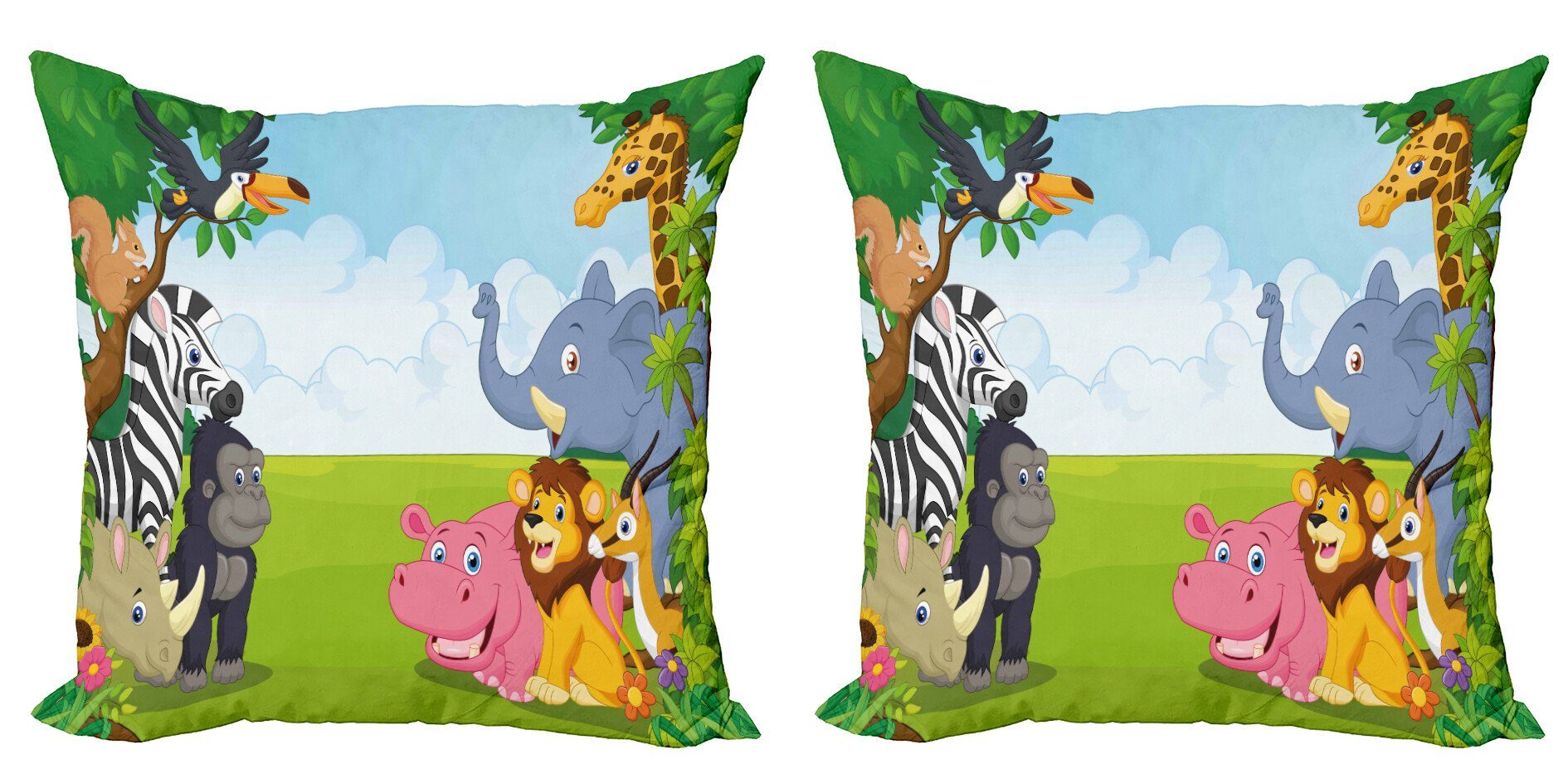 Kinder (2 Doppelseitiger Tier Digitaldruck, Accent Kissenbezüge Modern Abakuhaus Stück), Großwild