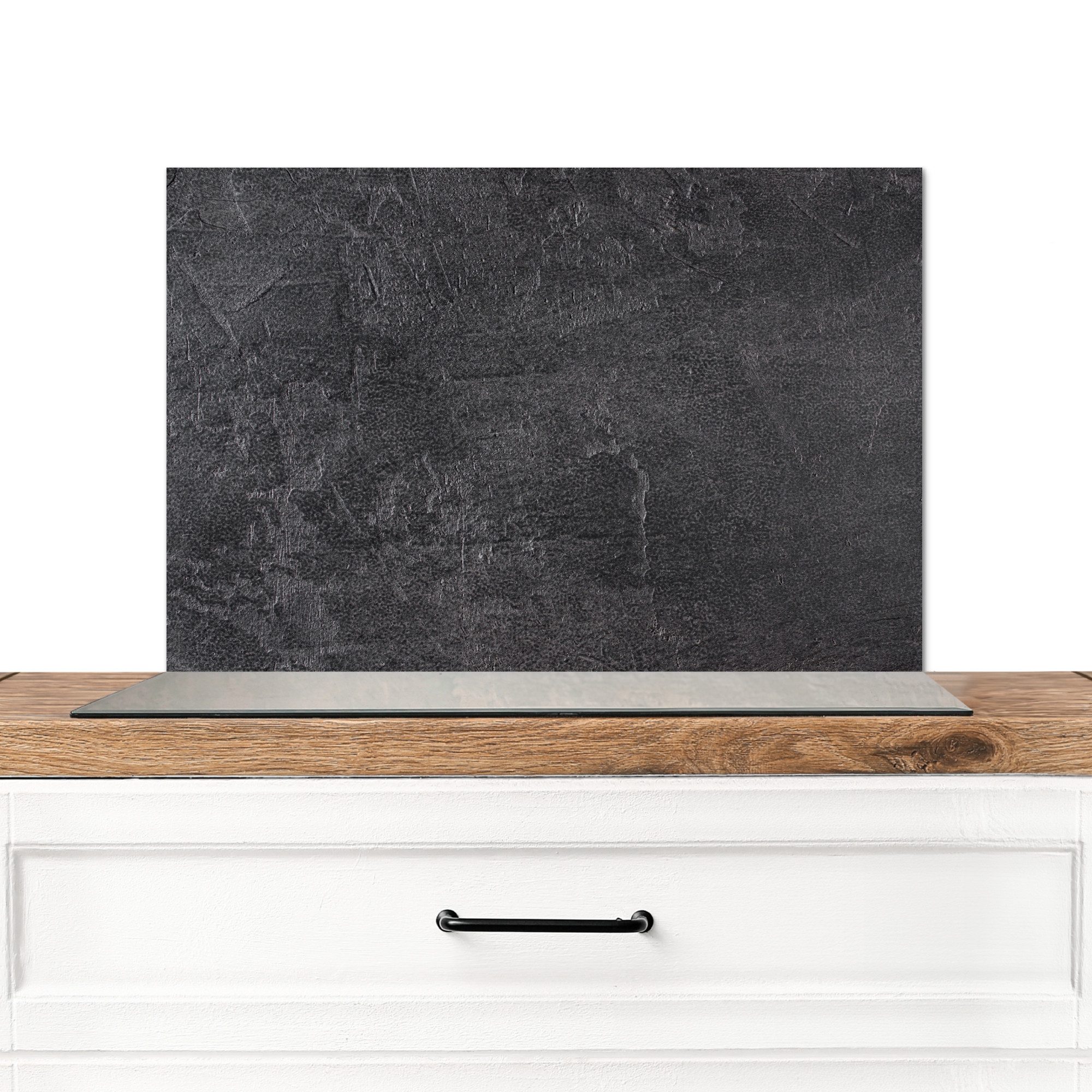 KitchenYeah Küchenrückwand Schiefer - Beton - Naturstein - Grau - Industrie, (1-tlg), Spritzschutz Küche, Küchendeko, 60x40 cm