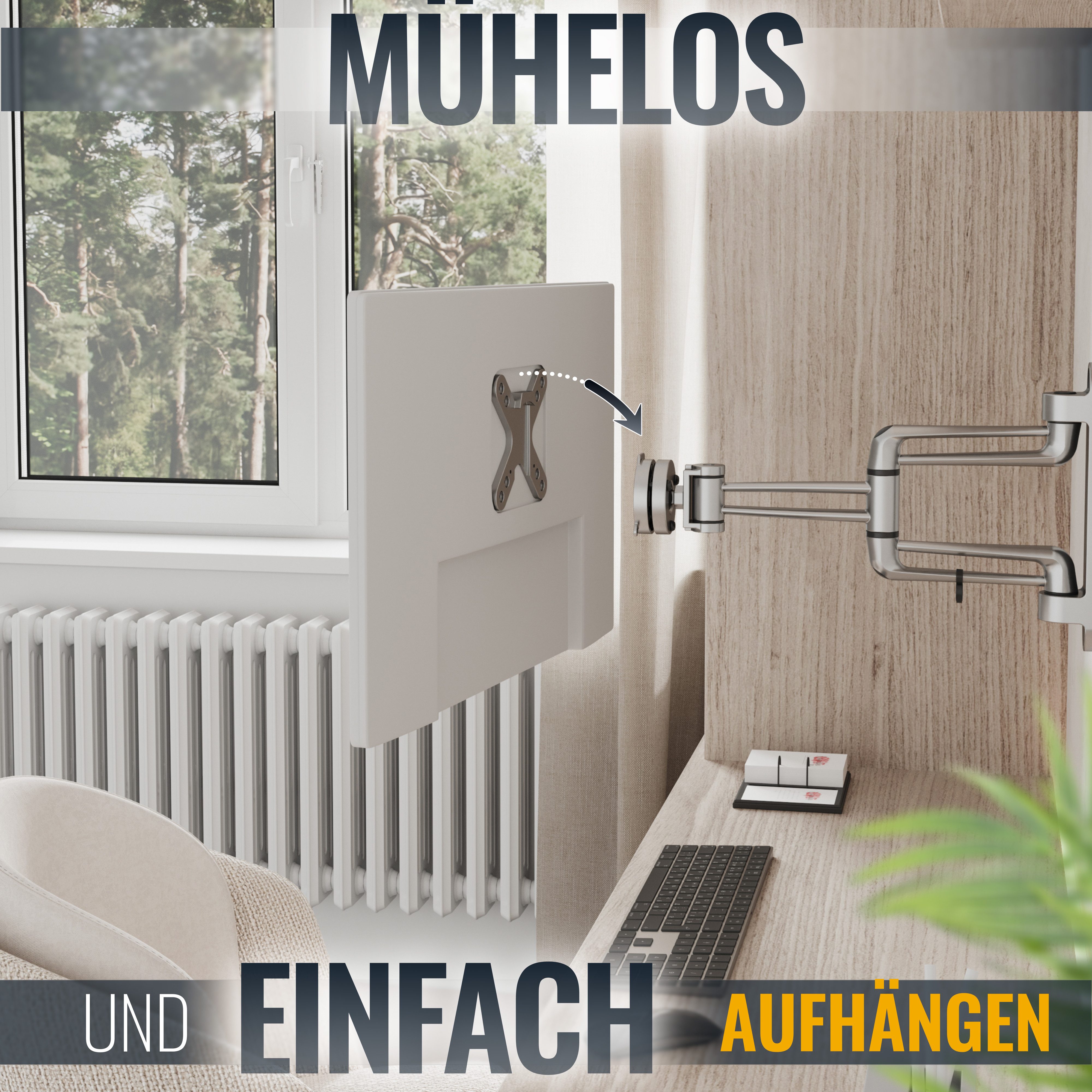 RICOO TV-Wandhalterung TV Monitor Wandhalterung 13"-29" bis 20 Kg artikulierend S2111, (bis 29 Zoll, VESA 75x75 und 100x100, 1-tlg., 20 Kg Aufnahme, 13" bis 29" (33-74 cm) Bildschirm Diagonale, bis 30° neigbar, bis 180°schwenkbar, ausziehbar Wand Halterung)