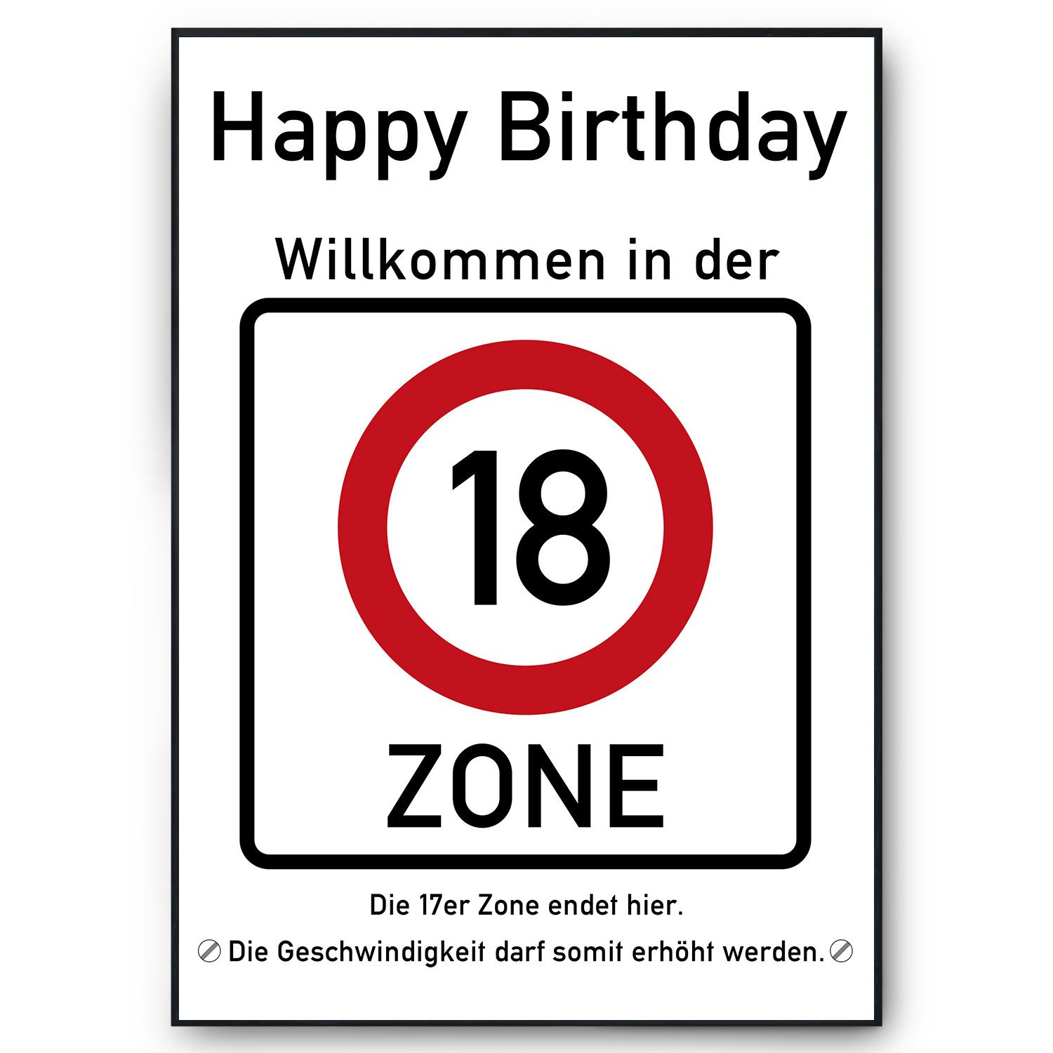 Tigerlino Poster 18. Geburtstag Geschenk Verkehrszeichen günstig online kaufen