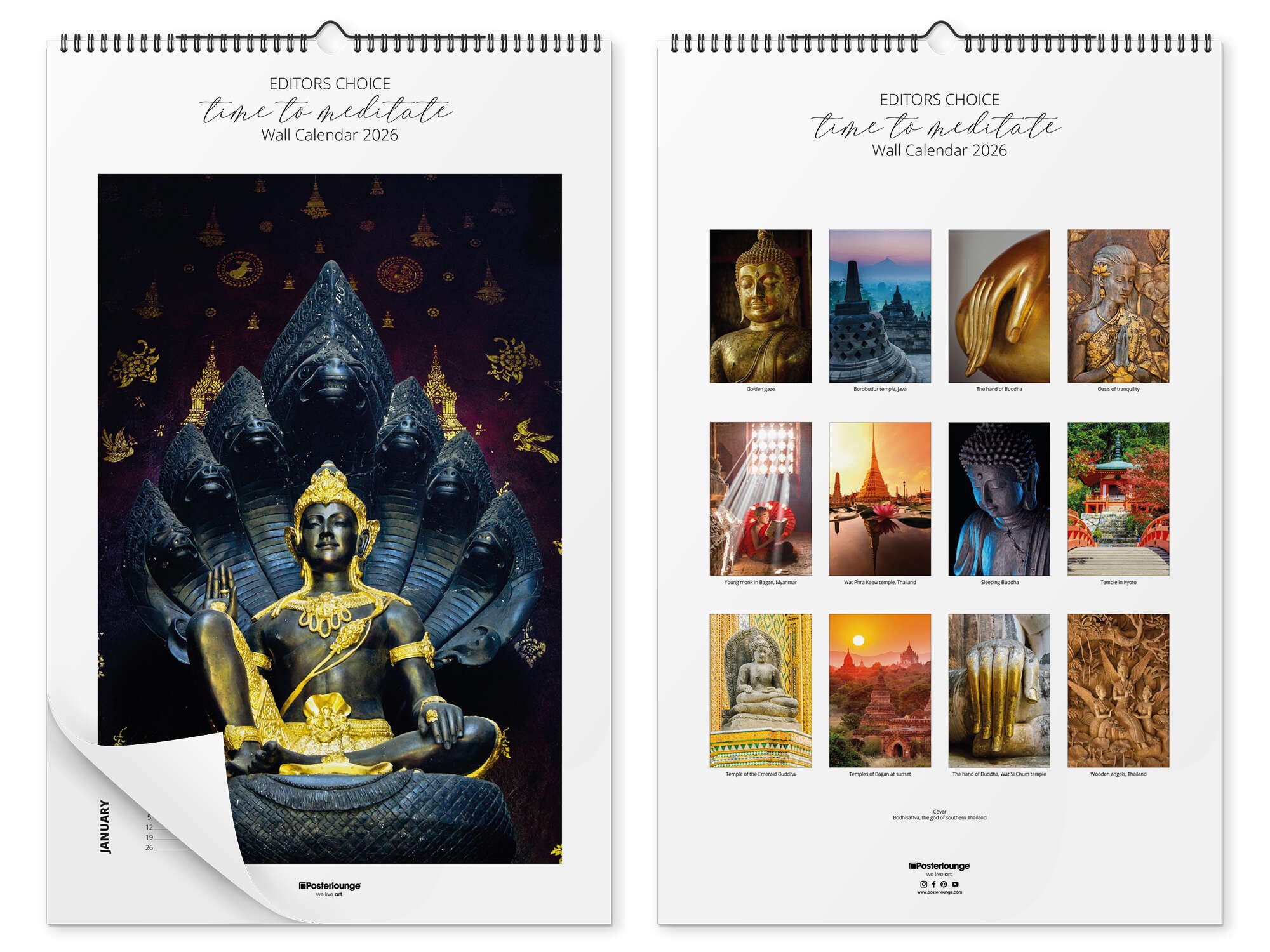 Posterlounge Kunstkalender Buddha Kalender - Time to Meditate 2026, erhältlich als Wandkalender 2026 in verschiedenen Größen
