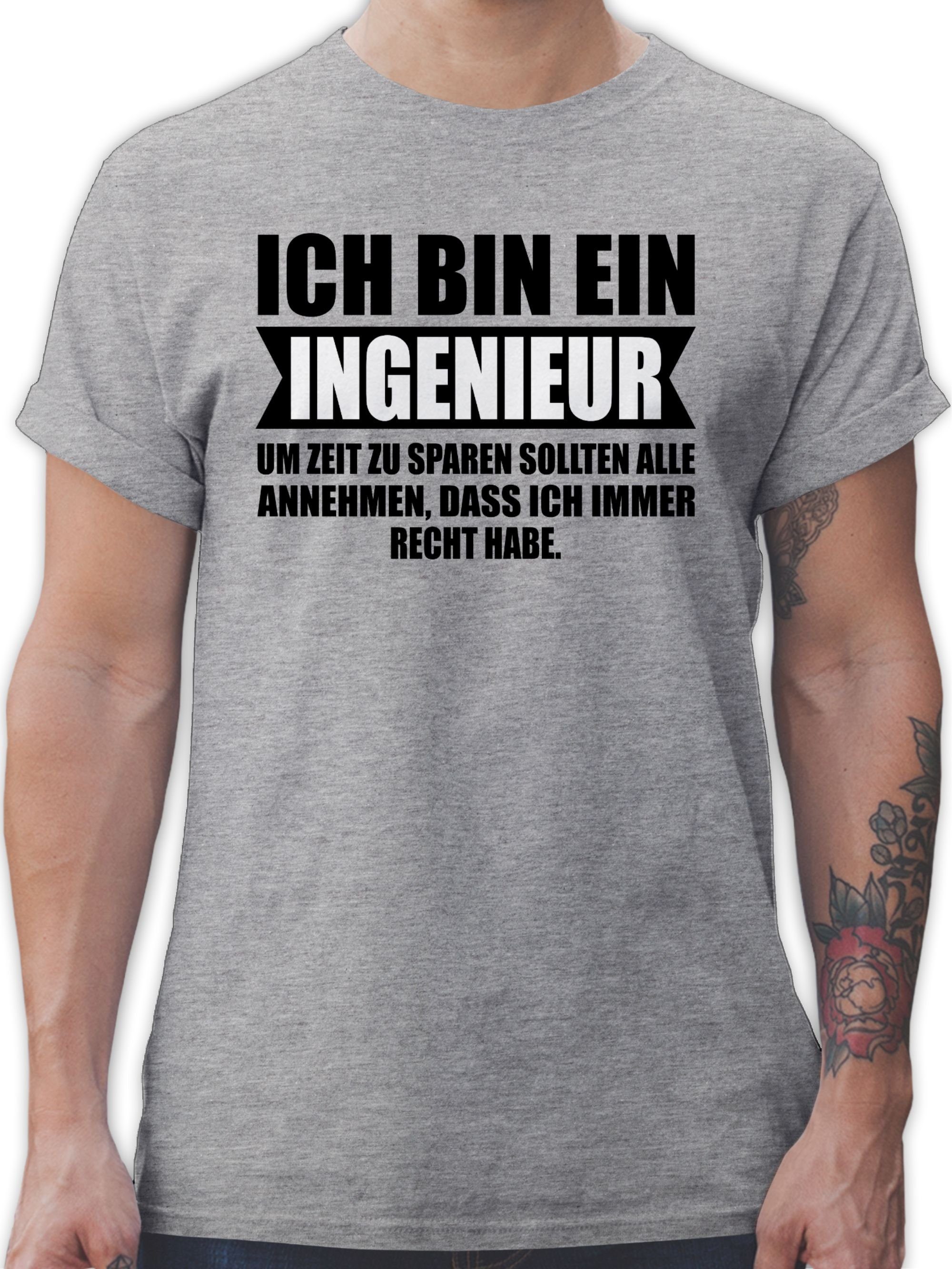 und Grau Geschenke T-Shirt Ingenieur Job Beruf Ich bin meliert Shirtracer 01