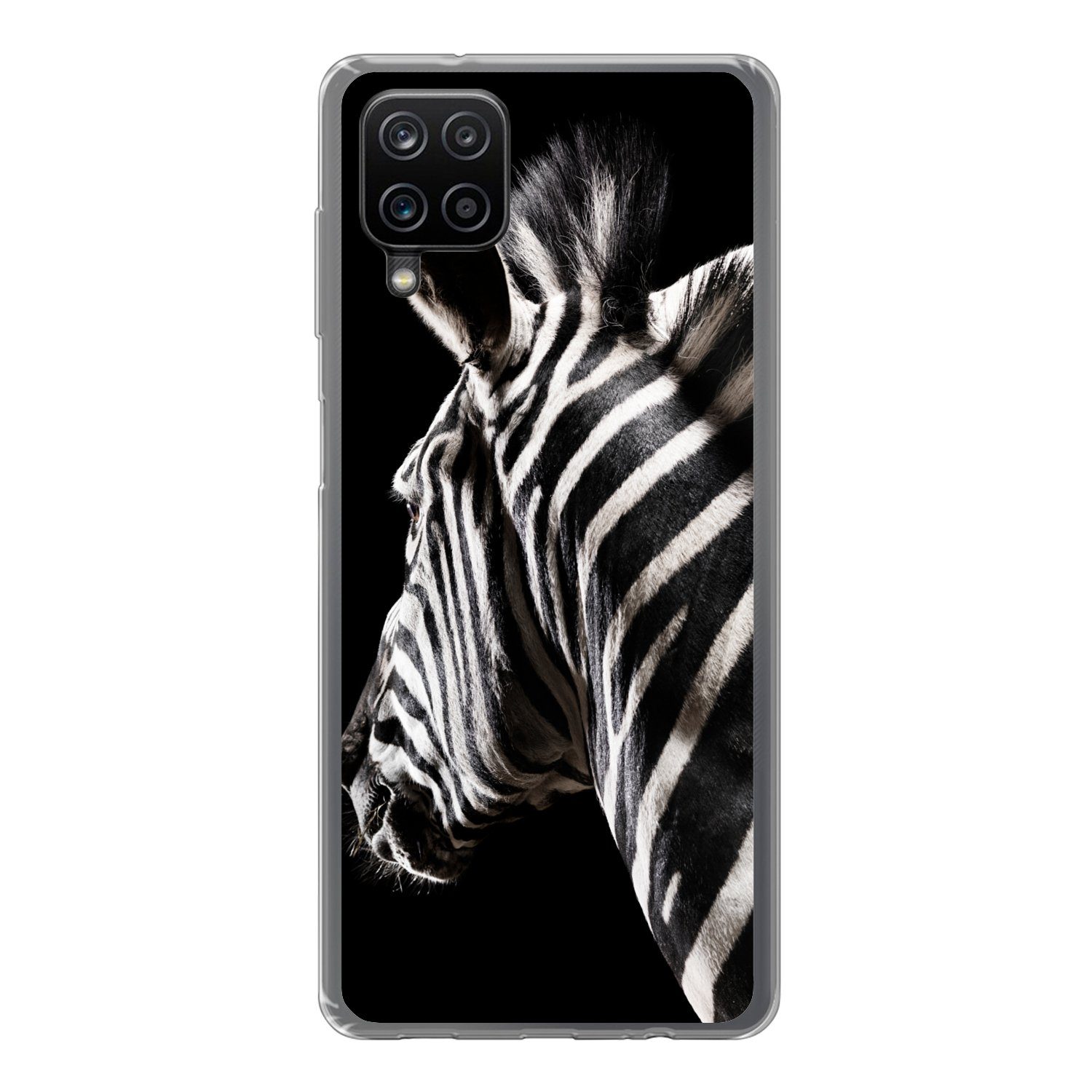 Handyhülle für Samsung Galaxy A12 Zebra - Tier - Schwarz - Porträt