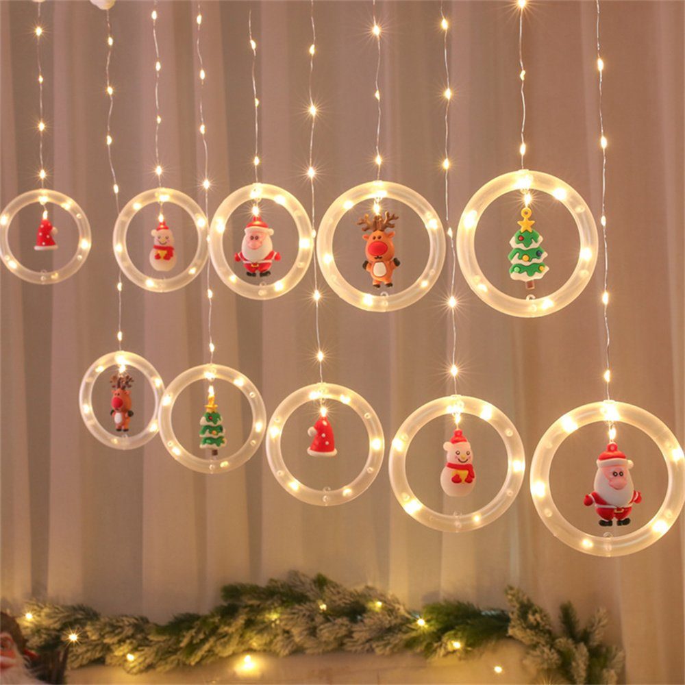 Lichterkette Fenster Innen, Weihnachten Oneid Lichtervorhang Lichterkette USB 3m