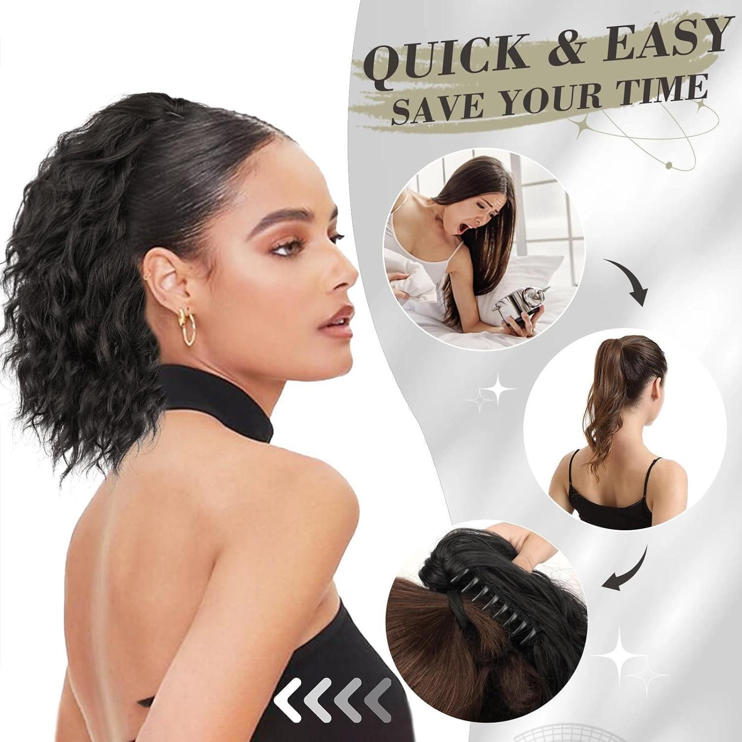 LuxusKollektion Kunsthaar-Extension Kurze Pferdeschwanz Verlängerung Schwarz Synthetik Haarclip 30CM