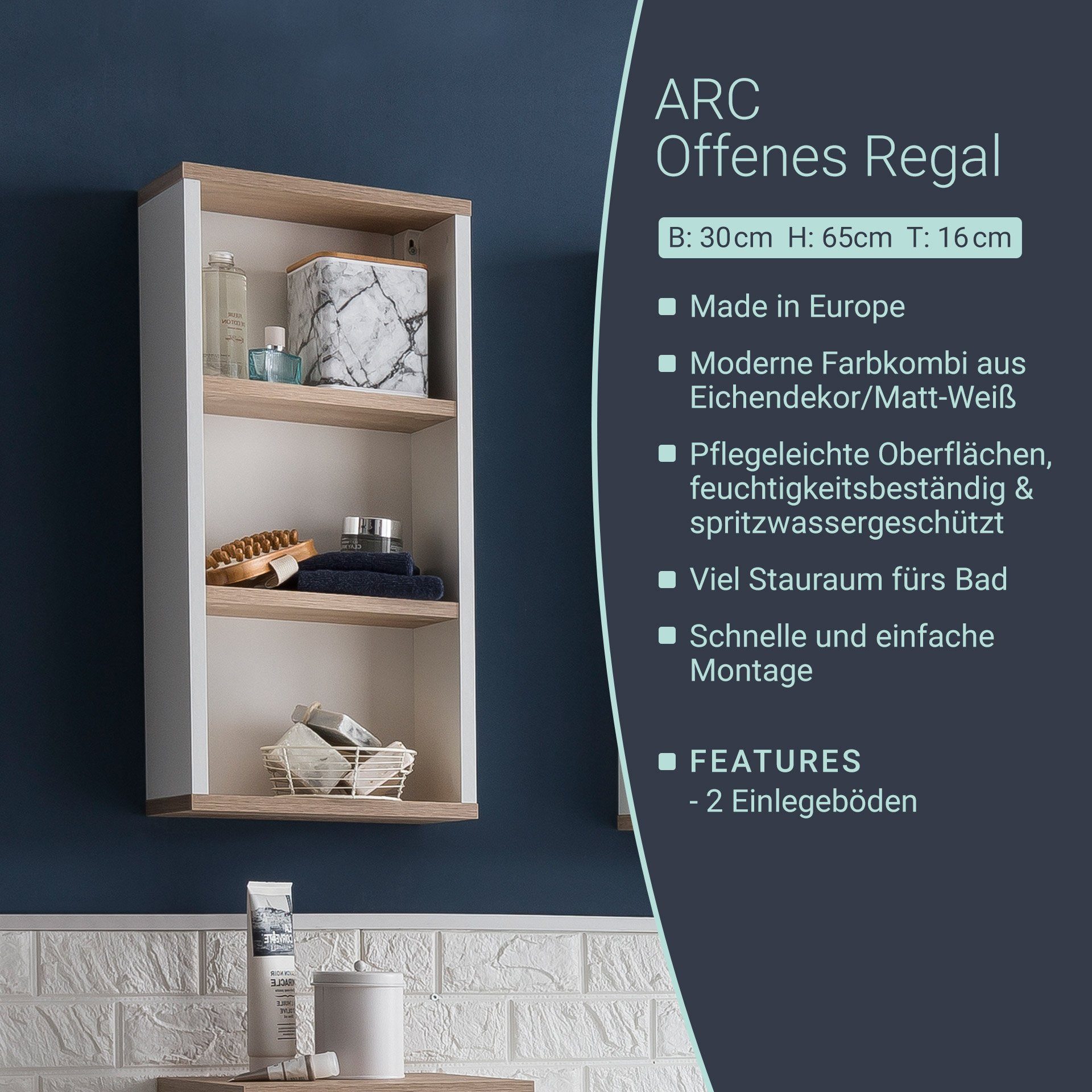 BADEDU Hängeschrank Arc Hängeschrank mit Wandmontagematerial günstig online kaufen