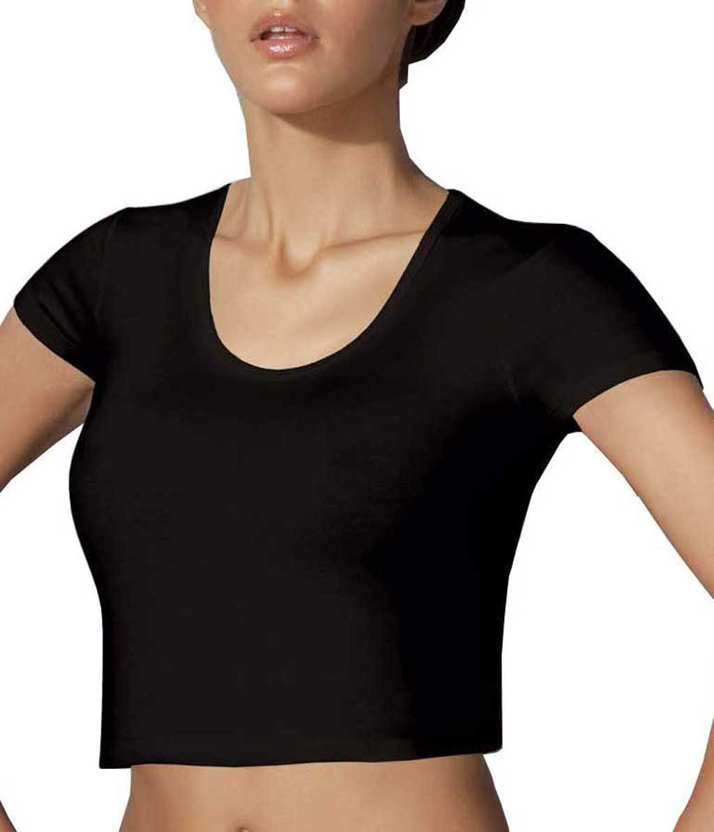 DOREANSE Crop-Top DA9387 in Schwarz mit Rundhalsauschnitt