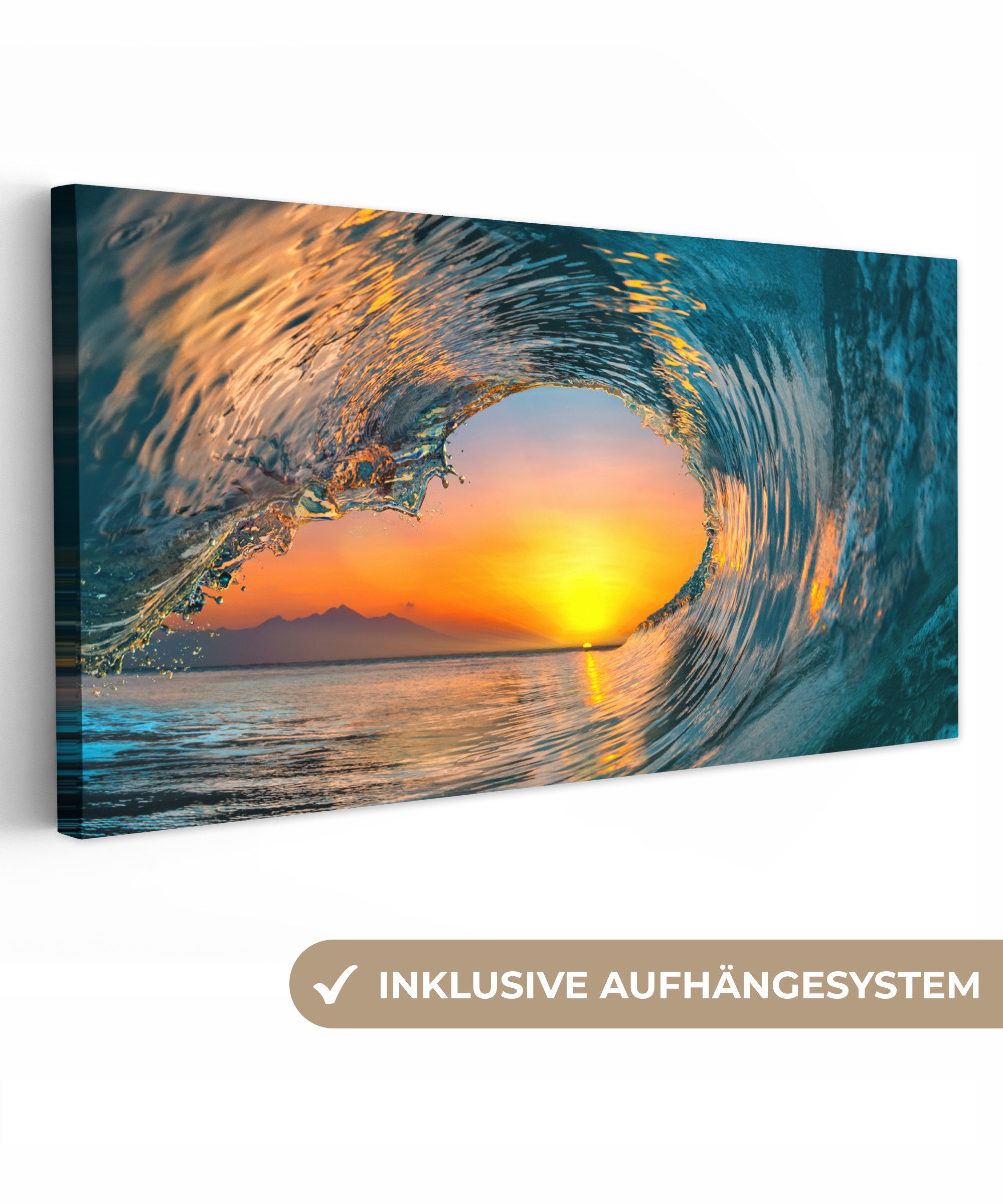 OneMillionCanvasses® Leinwandbild Panorama Sonnenuntergang - Wasser günstig online kaufen