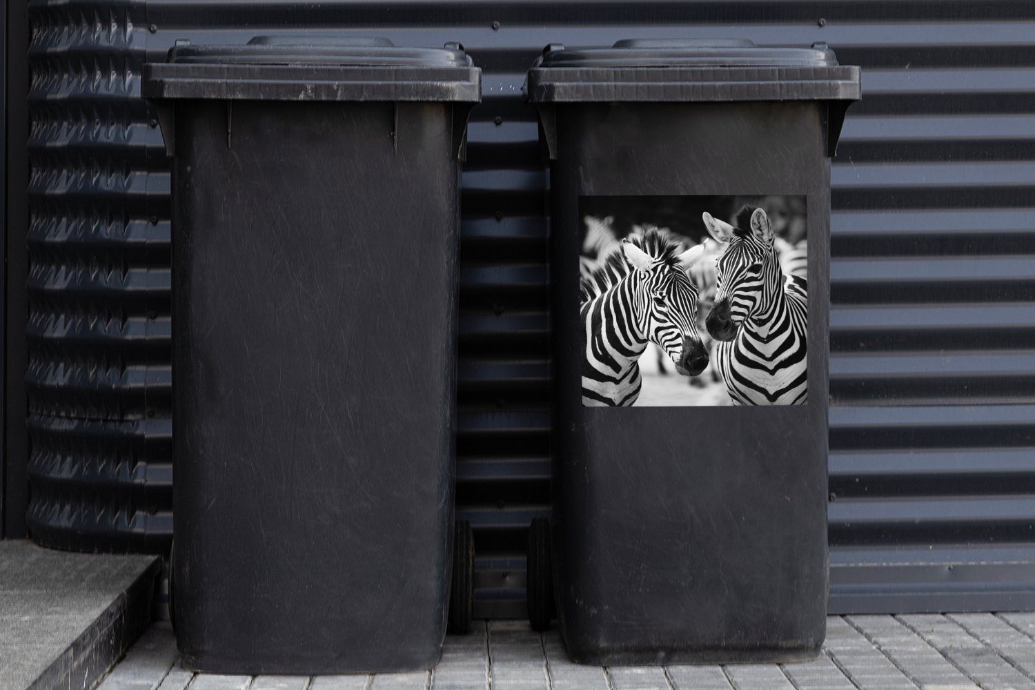 (1 MuchoWow Wandsticker Abfalbehälter und Container, Sticker, Zebra Mülleimer-aufkleber, schwarz Mülltonne, weiß St),