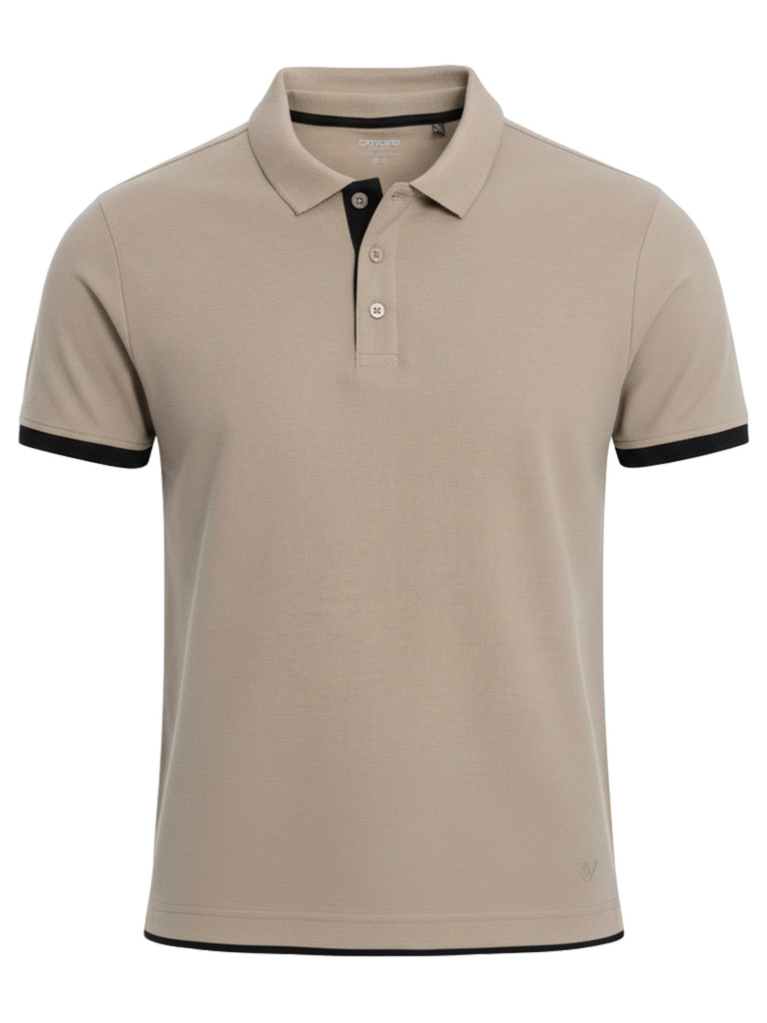 OMBRE Poloshirt Herren Poloshirt mit Kontrastbesatz Slim Fit Hellbraun M (1-tlg) in Unifarbe