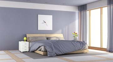 Wohnling Nachtkonsole WL5.149 (Nachttisch mit 3 Schubladen Weiß 45x54x34 cm), Nachtkästchen Boxspringbett, Nachtkommode Modern