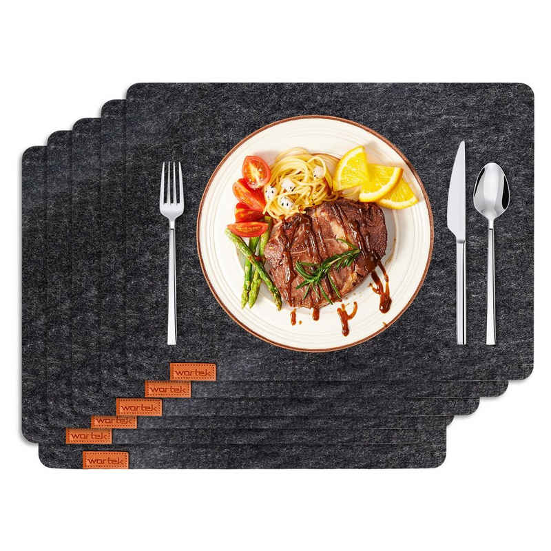 Platzset, Tischset 4-teilig Platzset aus Filz Platzdeckchen, wortek, (Set, 4-St., 4), waschbare Tisch-Untersetzer Teller-Untersetzer Filzset Filz-Matte Platz-Matte(44 x 32 cm)