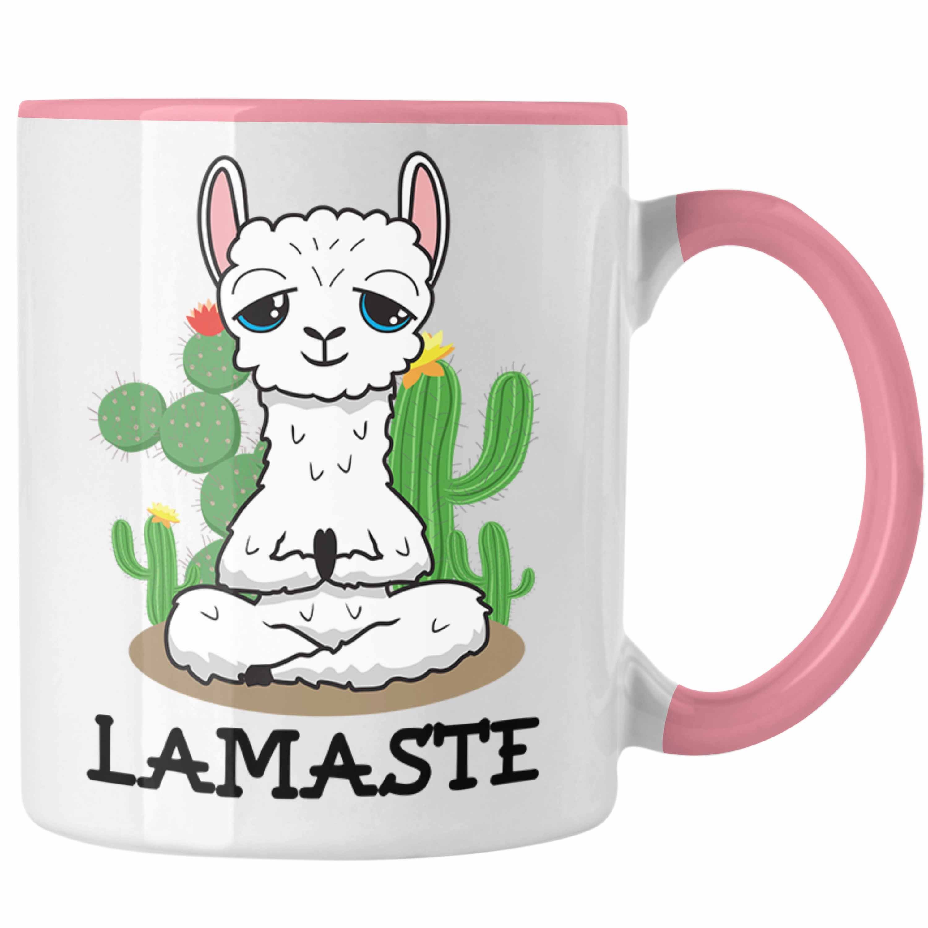 Sport - Geschenkidee Rosa Trendation Llama Lamaste Tasse Trendation Yoga Lama Yoga-Posen Sport Geschenk Lustig Tasse