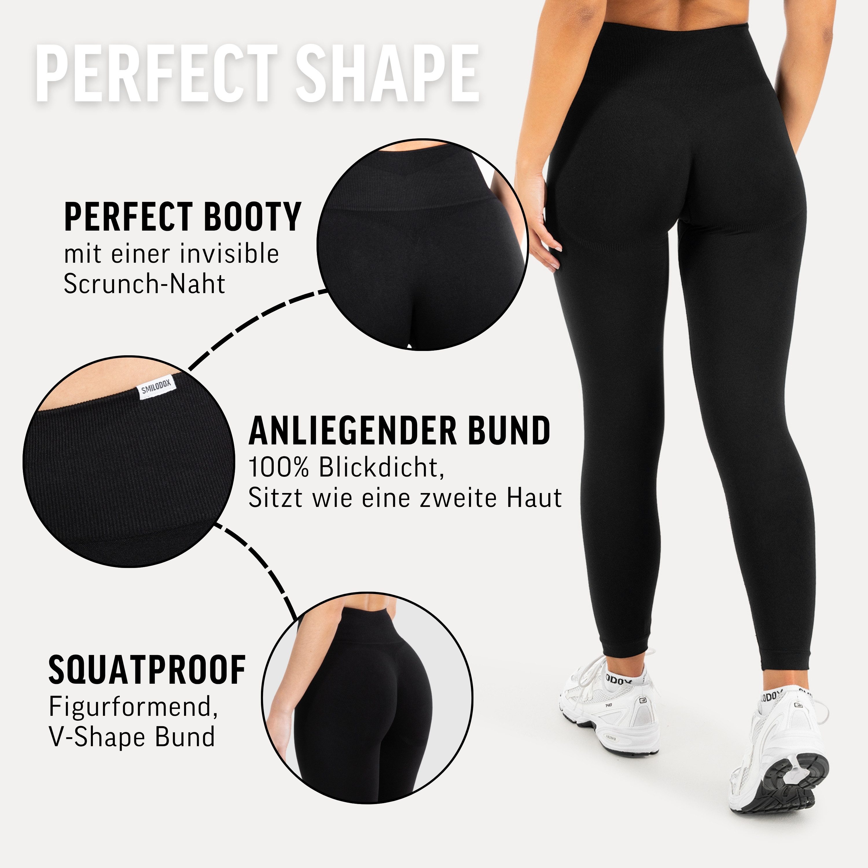 Smilodox Leggings Amaze Pro mit Scrunch-Effekt, High Waist V-Shape Sport & Yogahose Seamless Push Up Booty Fitnesshose Blickdicht Yoga Gym Figurformend – Bild 5 von 5