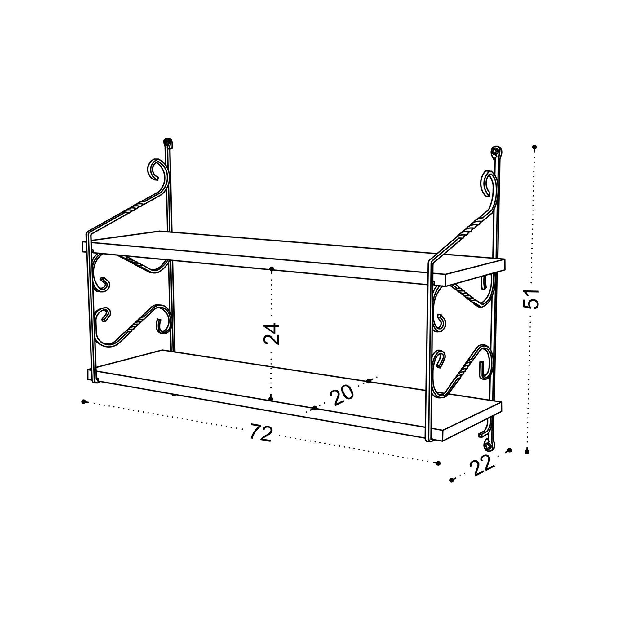 Wandregal cm Skye Wandregale, 51x72x20 Decor 2'li DCM, Seramoni Braun,