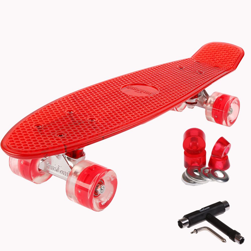 FunTomia Miniskateboard Kinder Cruiserboard Miniboard 57cm mit oder ohne LED Leuchtrollen. Reduzierter Preis € 29,99. Unverbindliche Preisempfehlung € 59,90, (€ 29,99 pro 1 Stk)
