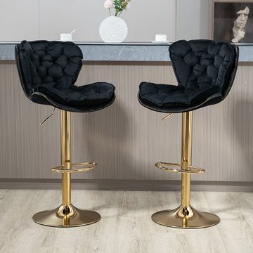 Ulife Barhocker Barstühle mit goldenen Metallbeine, drehbar (Set, 2 St), höhenverstellbar