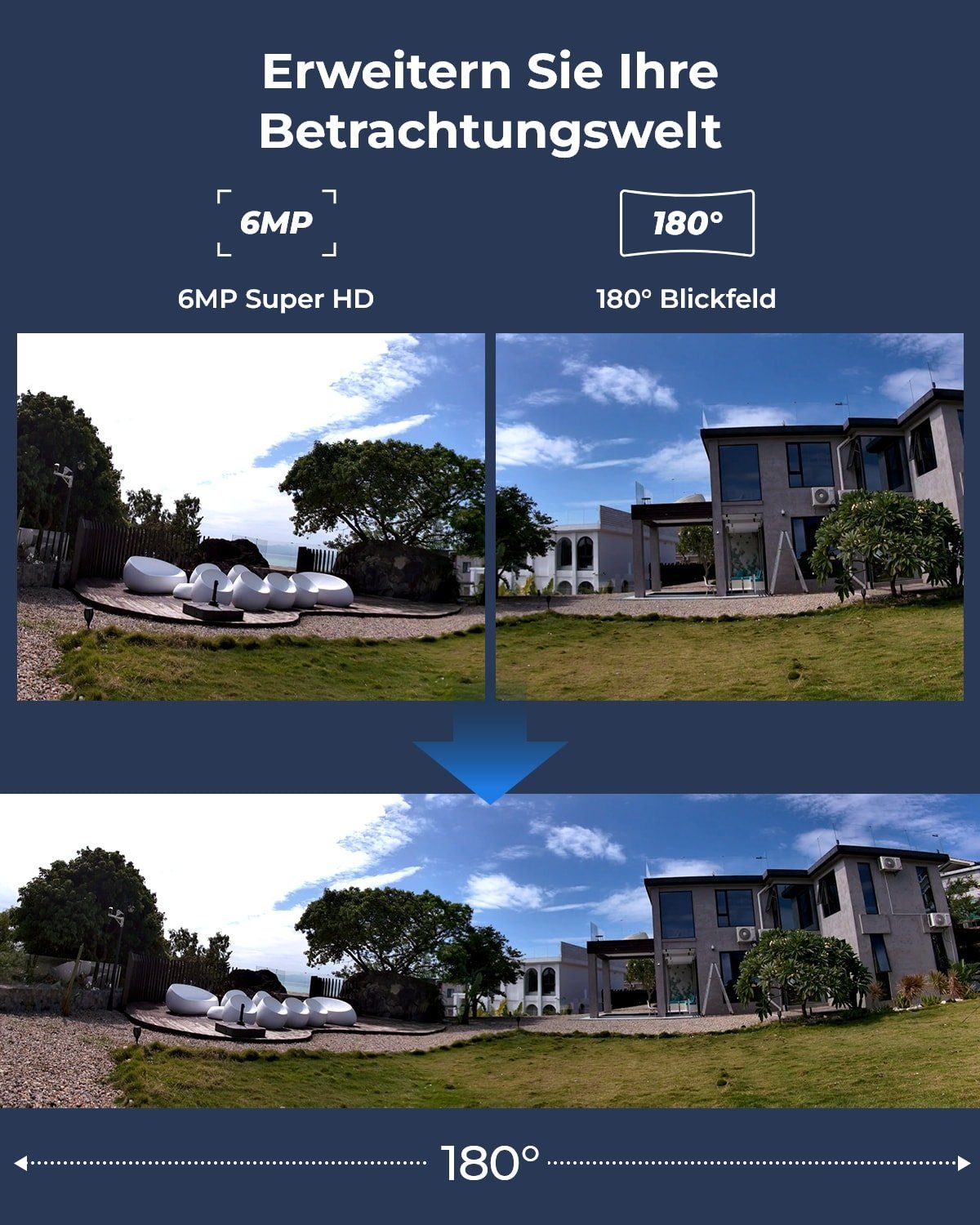 Reolink Überwachungskamera Duo 2+Solarpanel (Außenbereich, 1-tlg., 6MP Akku WLAN Kamera Outdoor mit 180° Ultra-Weitwinkel)