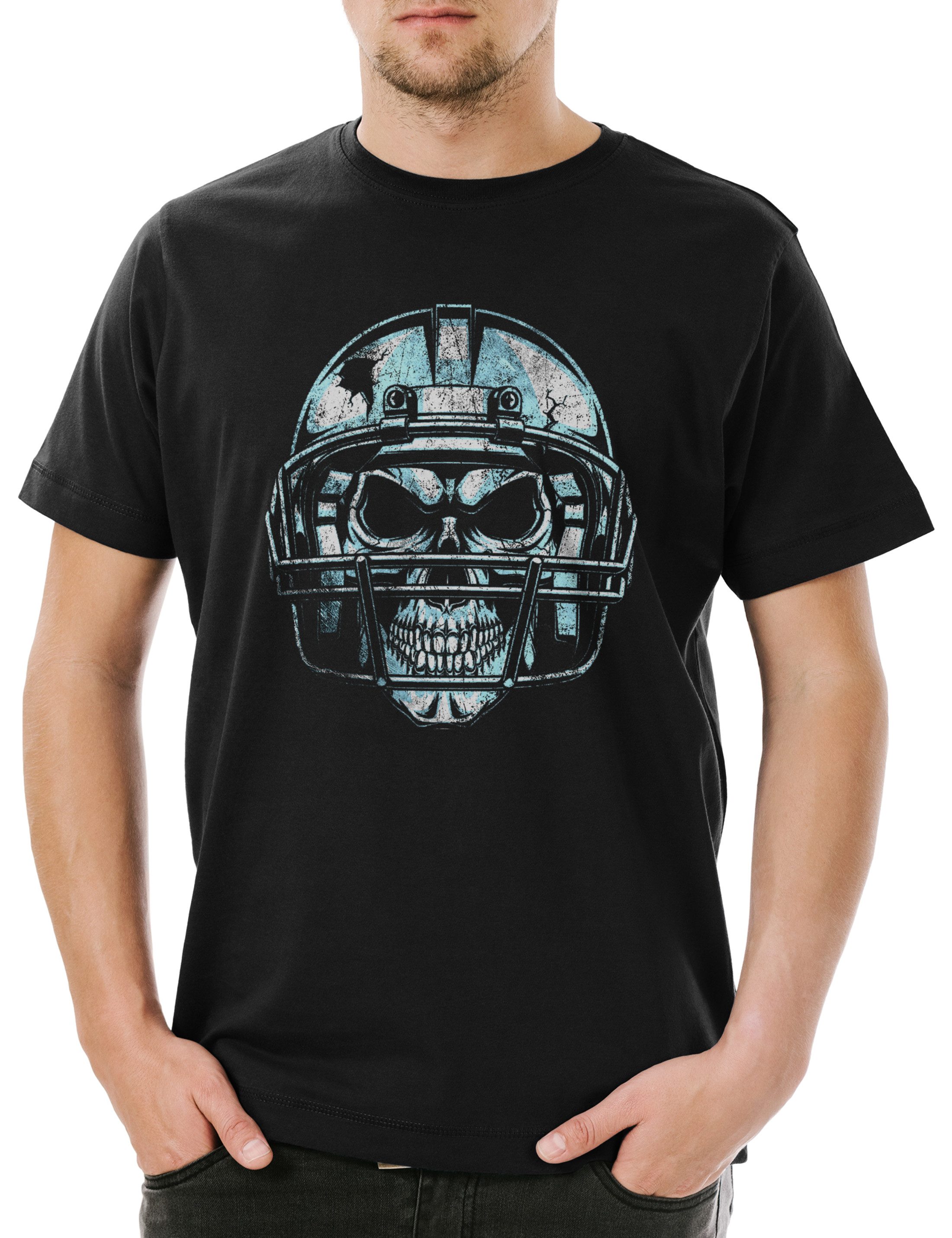 Urban Backwoods Print-Shirt American Football Skull Herren T-Shirt Player Ball Spieler Team Skull (1-tlg) Schädel Skulls Totenkopf Match