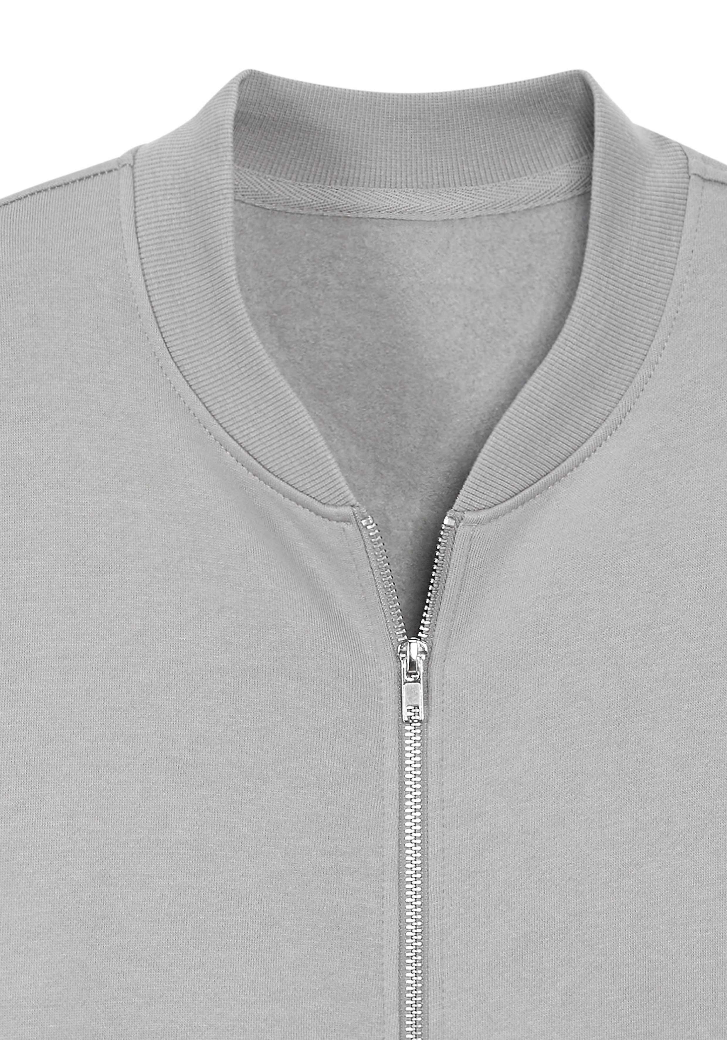 John Devin Sweatjacke mit modischer Teilungsnaht Langarm, Sweatjacke mit Reißverschluss und Rundhals, Baumwollmischung