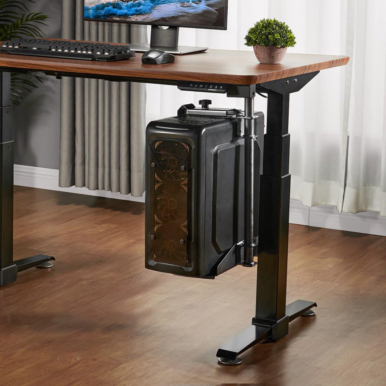 EE EUREKA ERGONOMIC PC Halterung Untertisch 360 Grad drehbar Computerhalter Schreibtisch PC (Höhe und Breite einstellbar für Laptop-Ständer, PC-Halter, Schwarz)