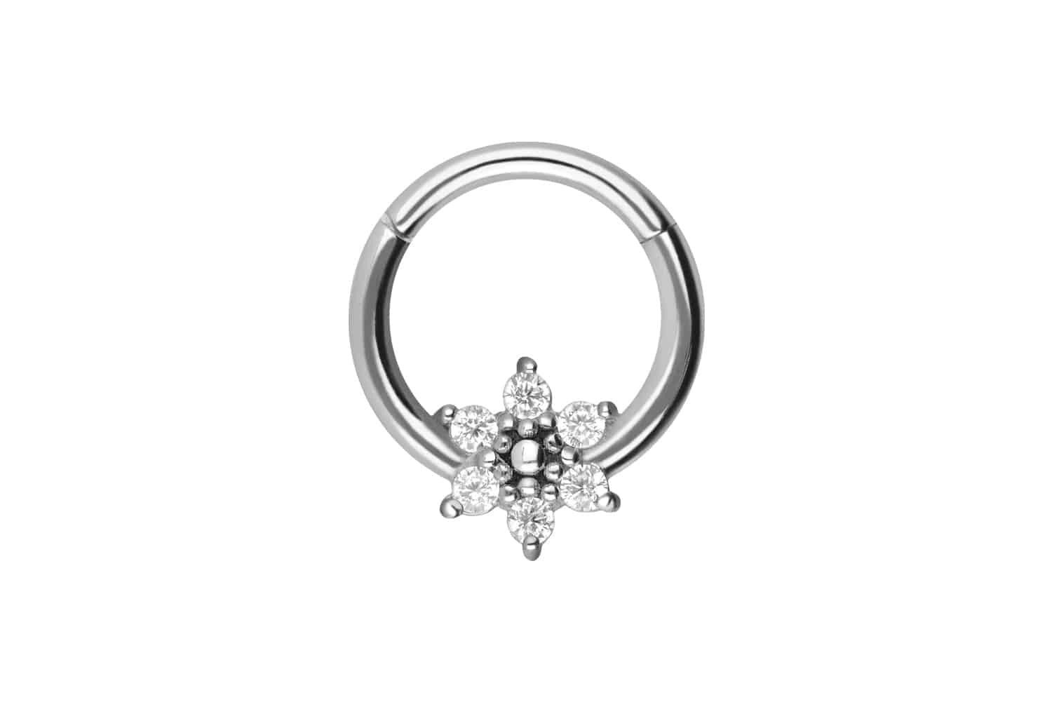 PIERCINGLINE Nasenpiercing Chirurgenstahl Segmentring Clicker KRISTALLBLUME Ohrpiercing Septum (Clicker, 1-tlg), Ohrpiercing für Conch, Helix, Tragus, Daith, Lobe