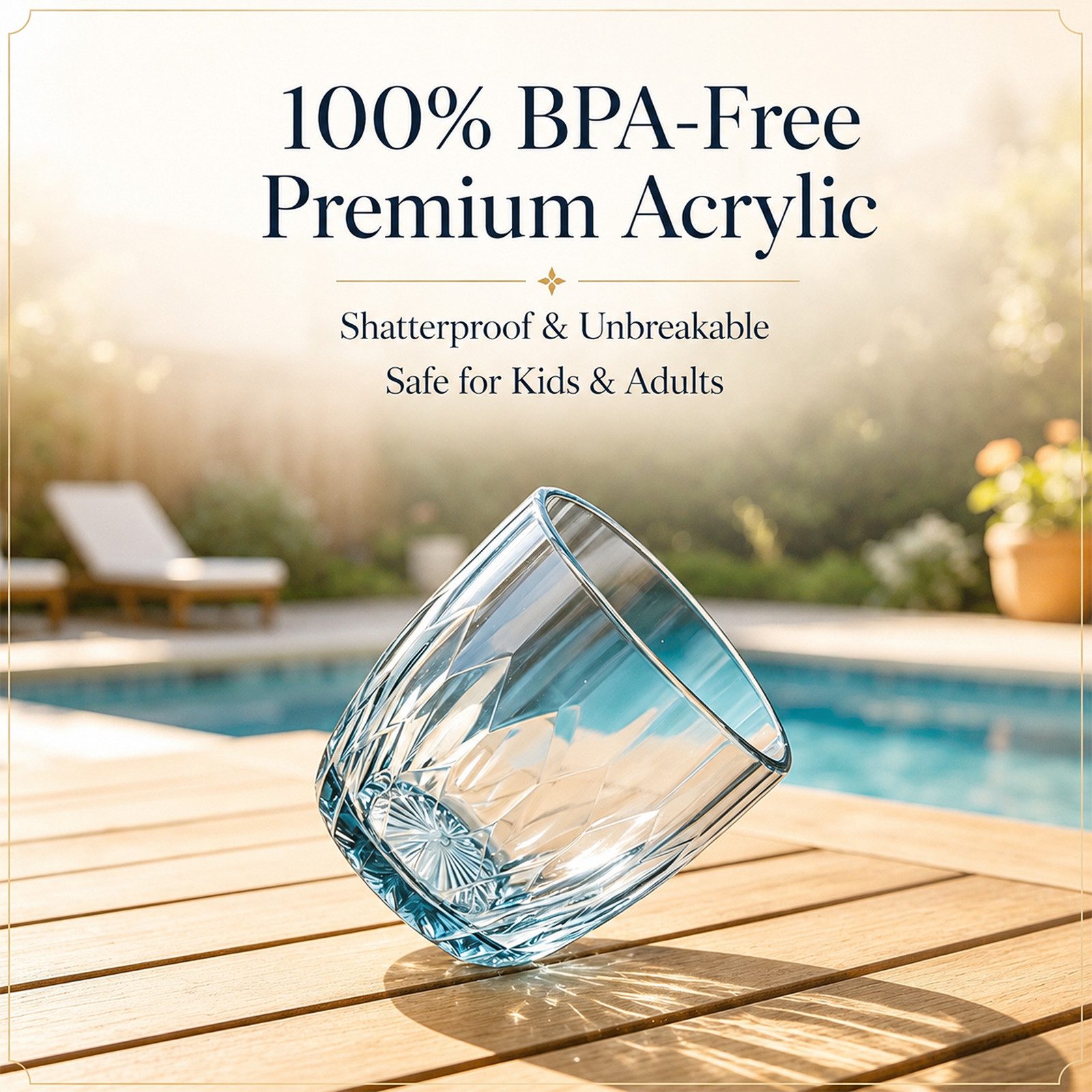 BlingBin Gläser-Set Trinkgläser Bunt 300 ml, 6er Set Outdoor Wassergläser aus Kunststoff, 6-tlg., Acryl, Acrylbecher mit Kristallglas-Optik für Wasser, Saft, Eiskaffee, Tee