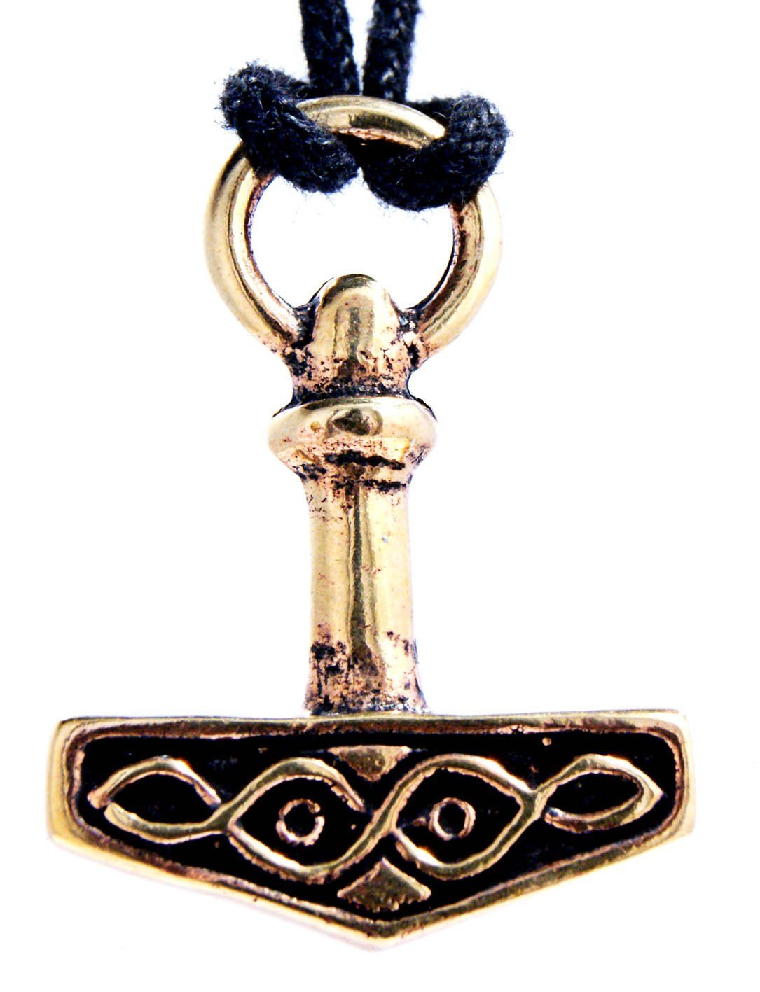 Kiss of Leather Kettenanhänger Thorshammer Öse Anhänger Hammer Bronze Mjölnir große Knoten Thor Thorhammer