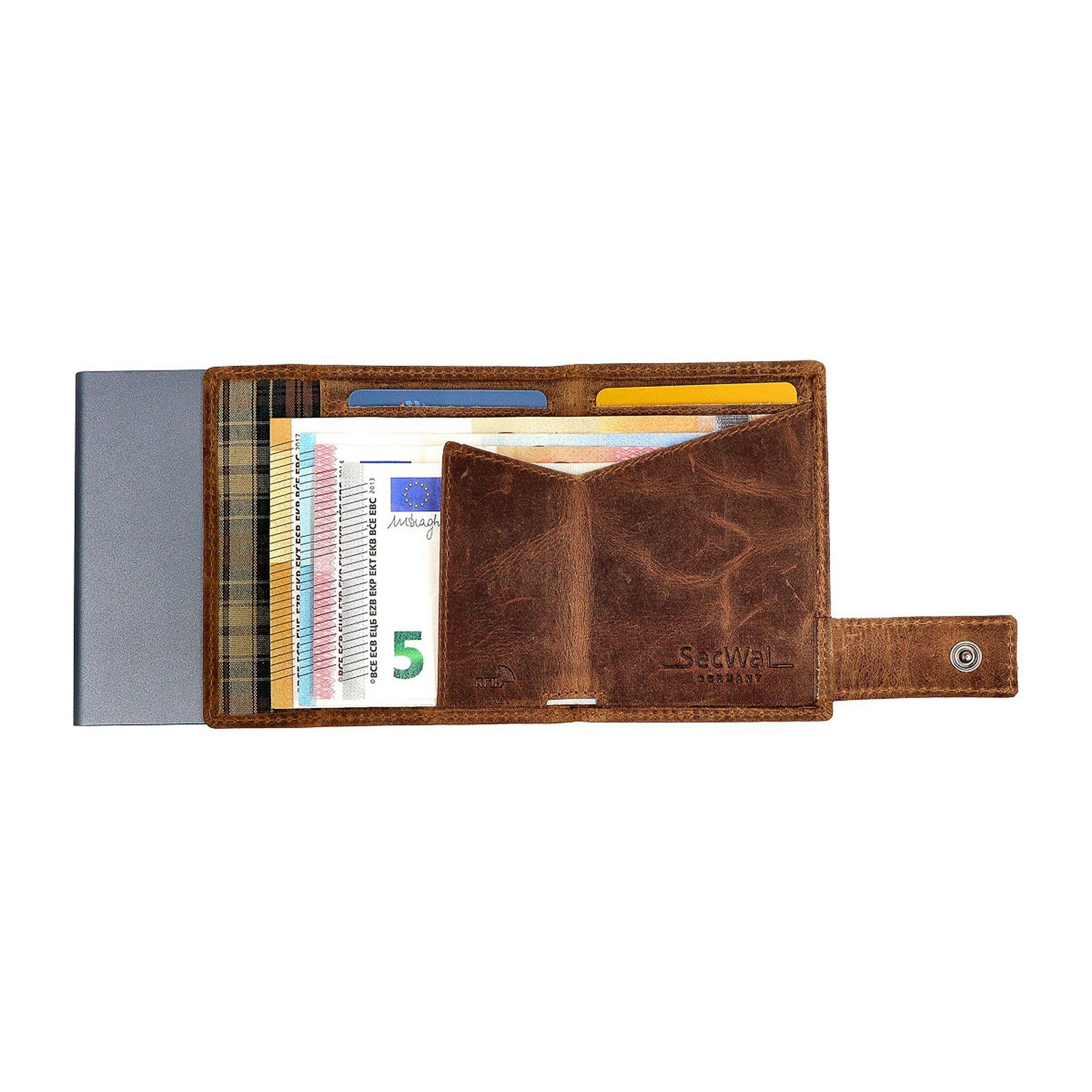 SecWal Geldbörse RFID RFID mit Schutz Münzfach SW3, Leder Hunter Geldbörse Portemonnaie Kartenetui Brown