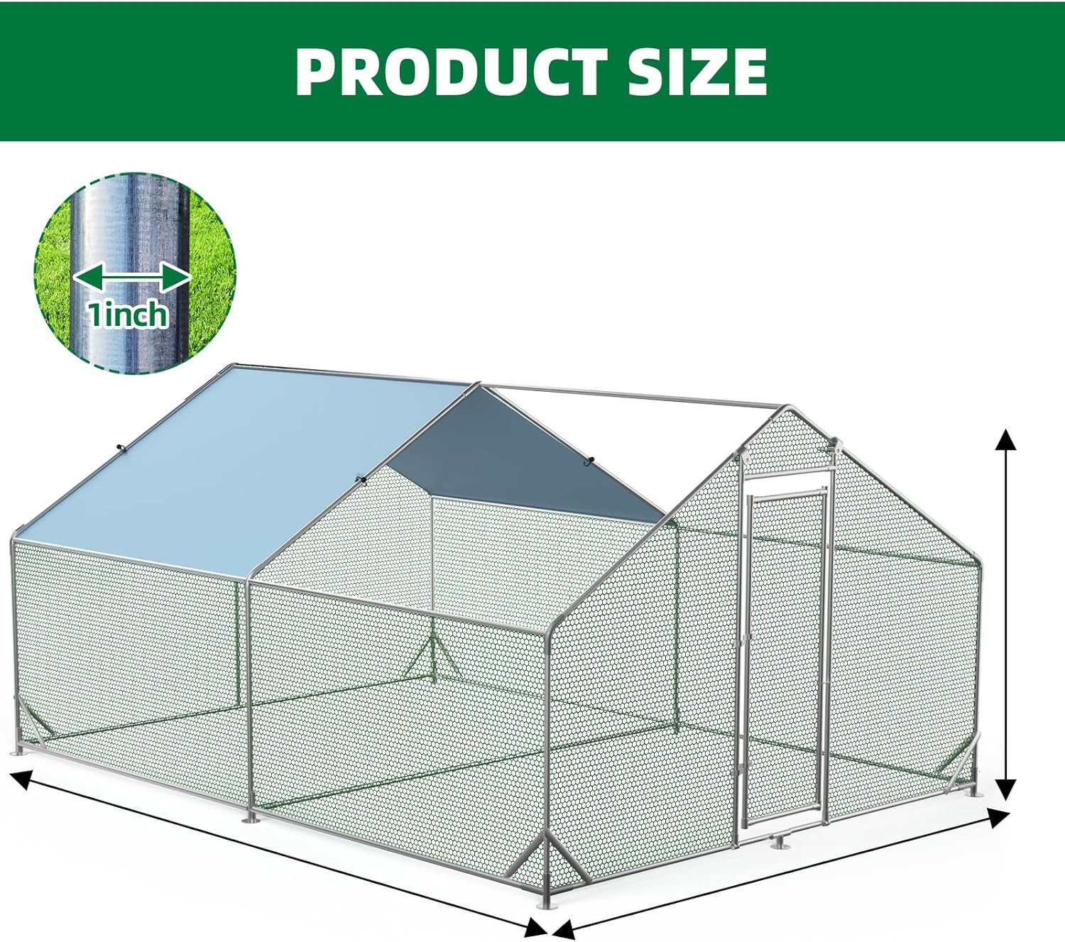 GarveeMore Hühnerstall Mit Wasserdichter Und UV-Beständiger Abdeckung Gehege, Verzinkter Stahl Hühnerauslauf Entenstall Für Hühner,Enten,Kleintiere