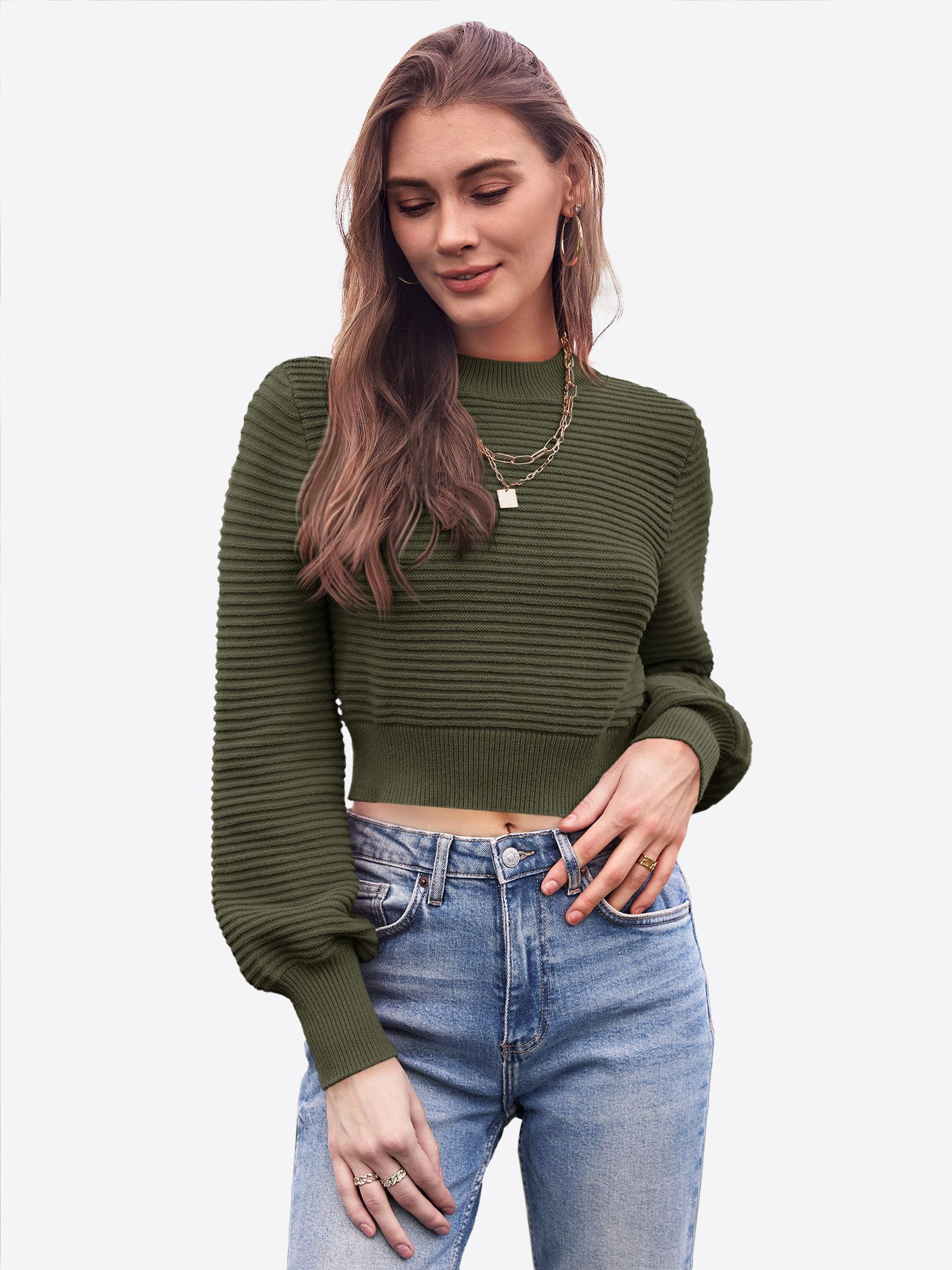 Imily Bela Sweater Damen Langarm Rundhals Kurzpullover (Packung, 1-tlg., 1p günstig online kaufen