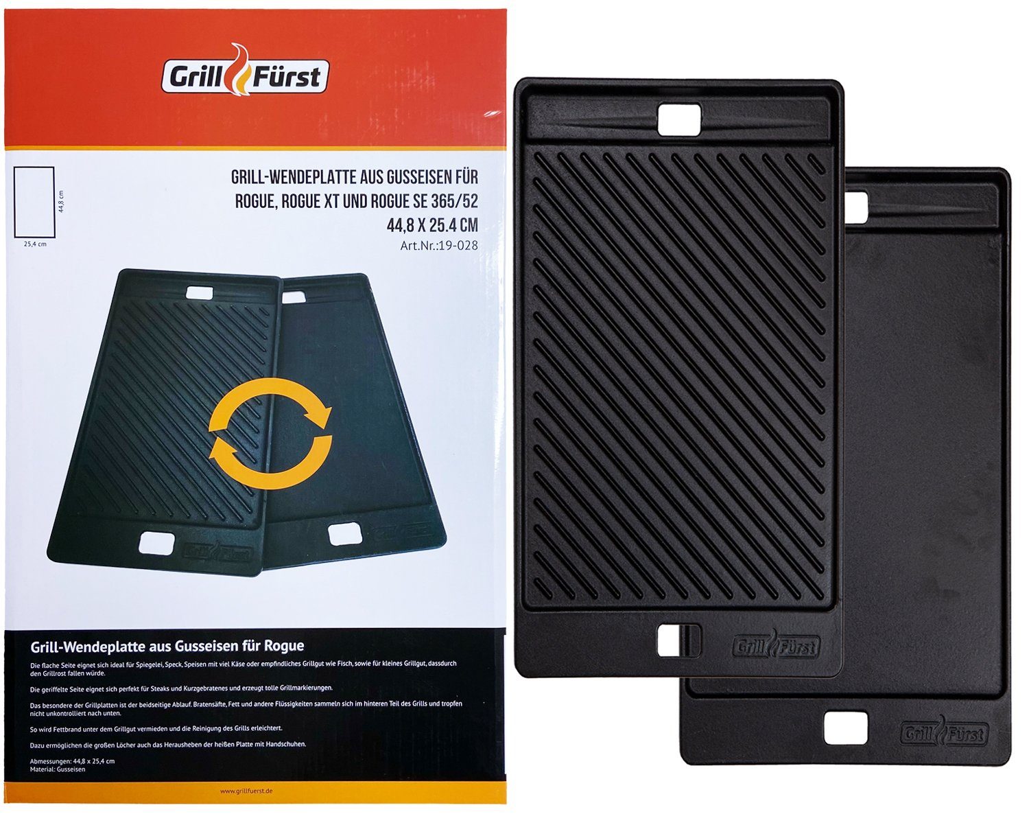 Grillfürst Grillplatte Grillfürst Grillplatte Gusseisen für Rogue 365 (und Rogue 525 bis 2020) 44,8 x 25,4 cm